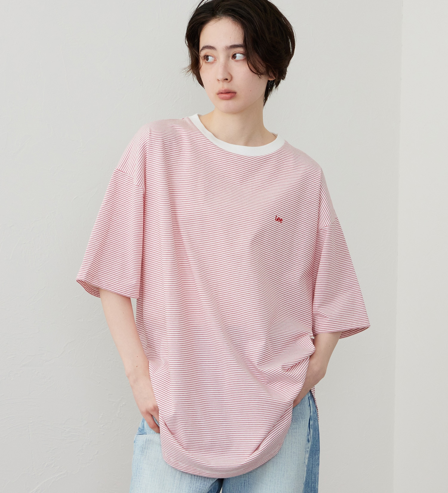 Lee(リー)のラウンドヘム ショートスリーブTシャツ|トップス/Tシャツ/カットソー/レディース|レッド