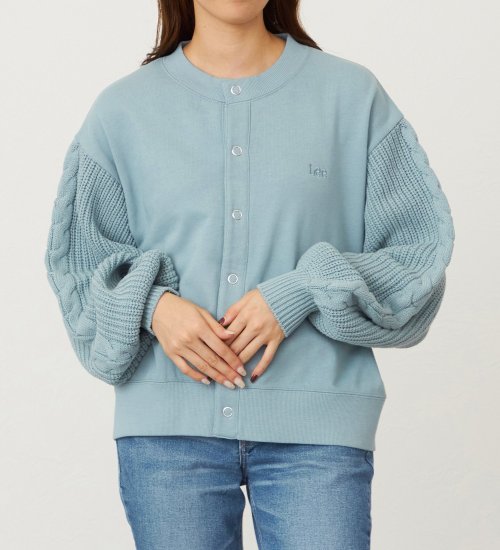 Lee(リー)のニットパネルスウェットカーディガン|トップス/スウェット/レディース|サックスブルー