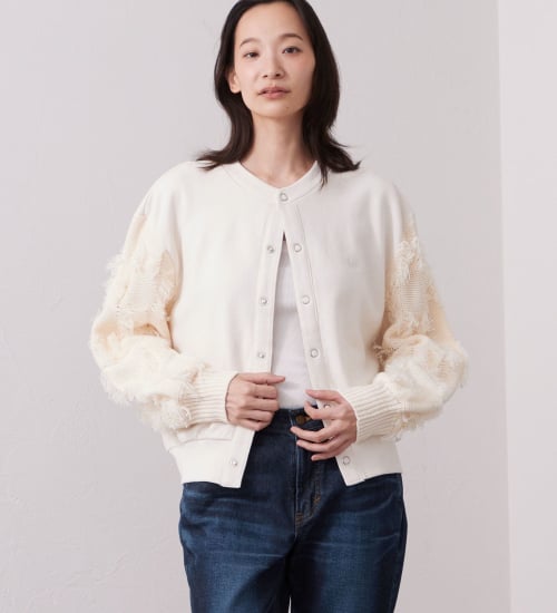 KNITPANEL SWEAT CARDIGAN/ニットパネルスウェットカーディガン