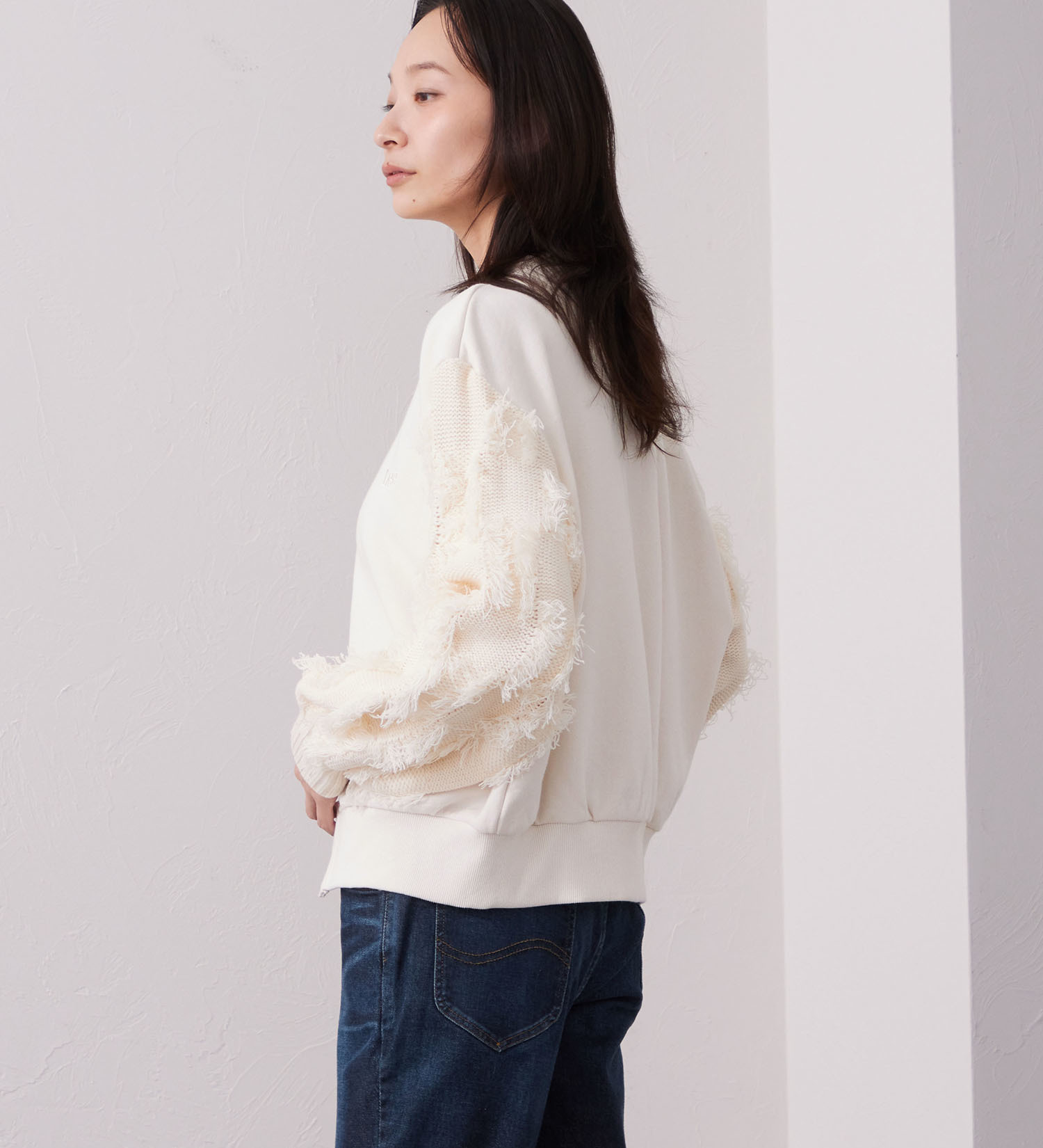 Lee(リー)のKNITPANEL SWEAT CARDIGAN/ニットパネルスウェットカーディガン|トップス/スウェット/レディース|ブルー
