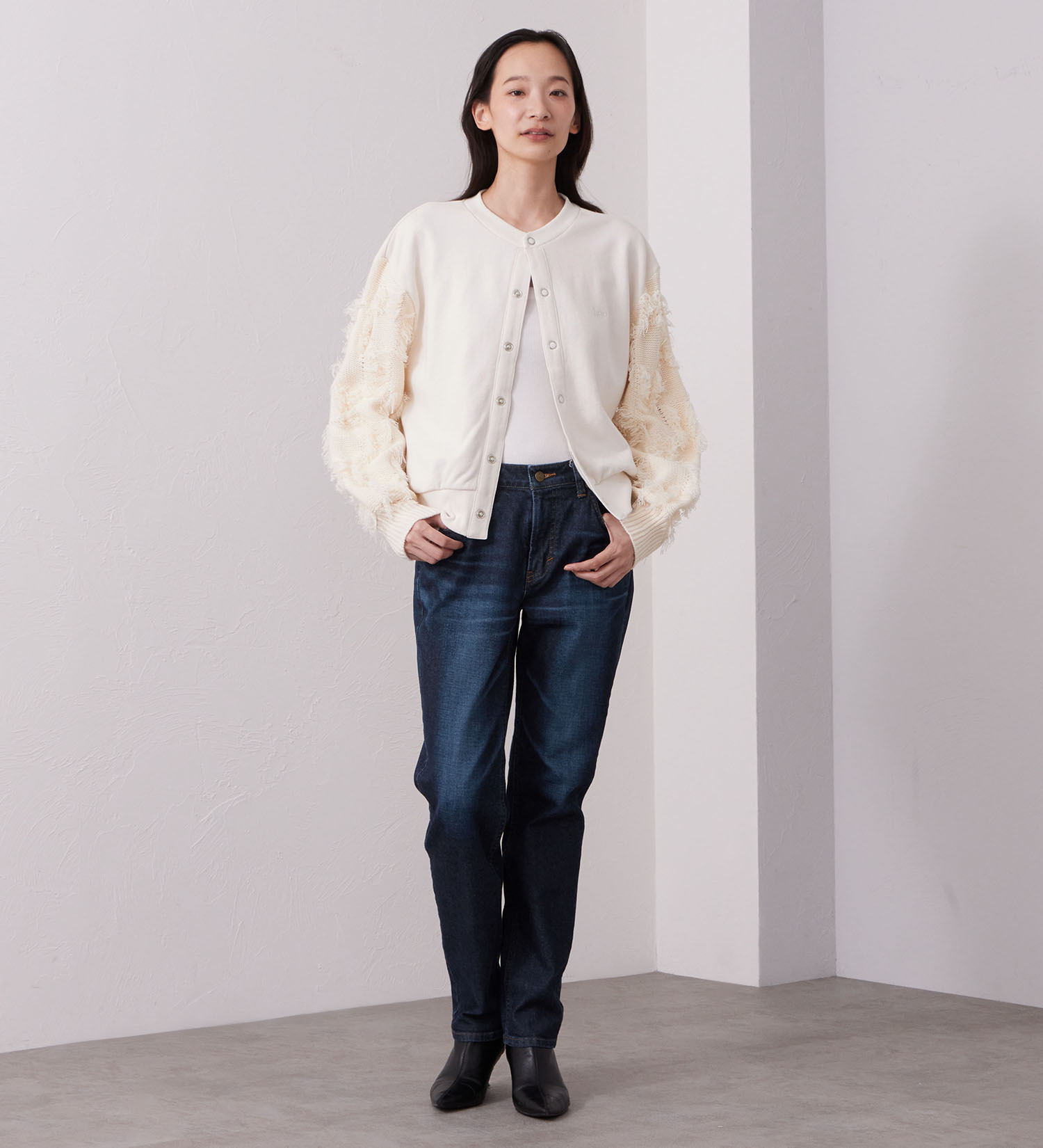 Lee(リー)のKNITPANEL SWEAT CARDIGAN/ニットパネルスウェットカーディガン|トップス/スウェット/レディース|ブルー