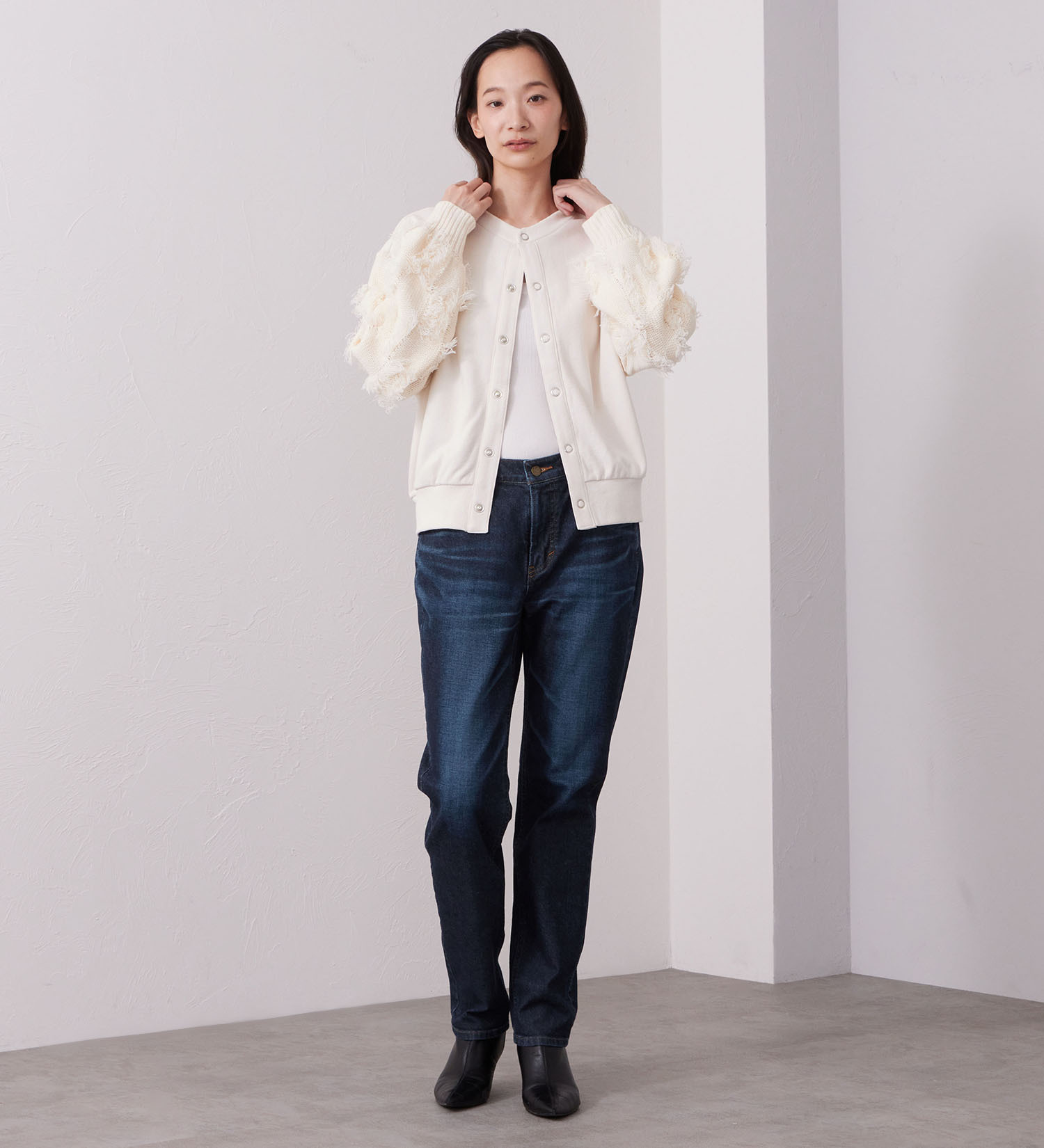 Lee(リー)のKNITPANEL SWEAT CARDIGAN/ニットパネルスウェットカーディガン|トップス/スウェット/レディース|ブルー