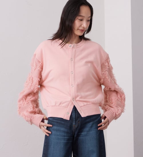 Lee(リー)のKNITPANEL SWEAT CARDIGAN/ニットパネルスウェットカーディガン|トップス/スウェット/レディース|ピンク