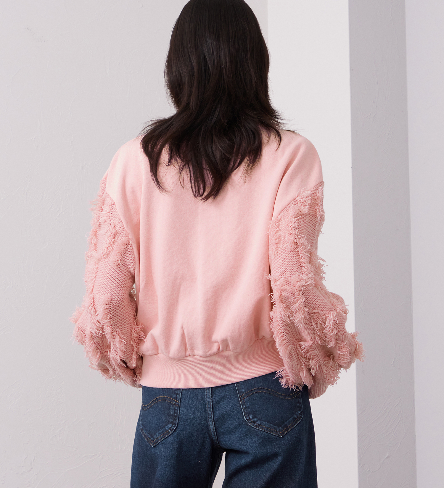 Lee(リー)のKNITPANEL SWEAT CARDIGAN/ニットパネルスウェットカーディガン|トップス/スウェット/レディース|ピンク