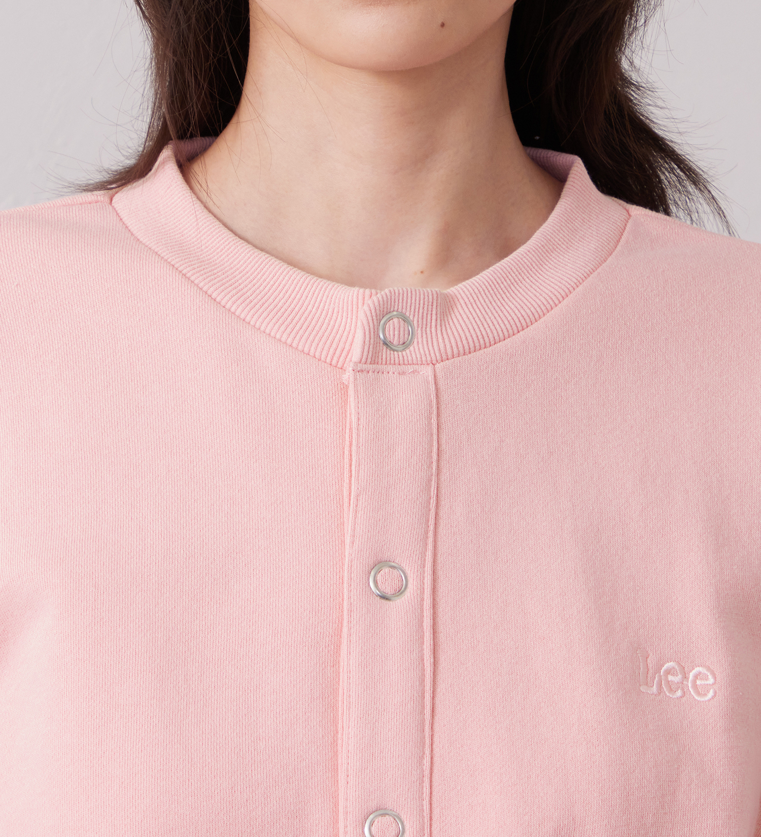 Lee(リー)のKNITPANEL SWEAT CARDIGAN/ニットパネルスウェットカーディガン|トップス/スウェット/レディース|ピンク