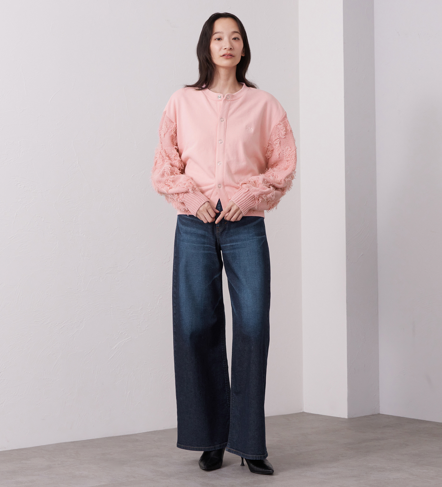 Lee(リー)のKNITPANEL SWEAT CARDIGAN/ニットパネルスウェットカーディガン|トップス/スウェット/レディース|ピンク