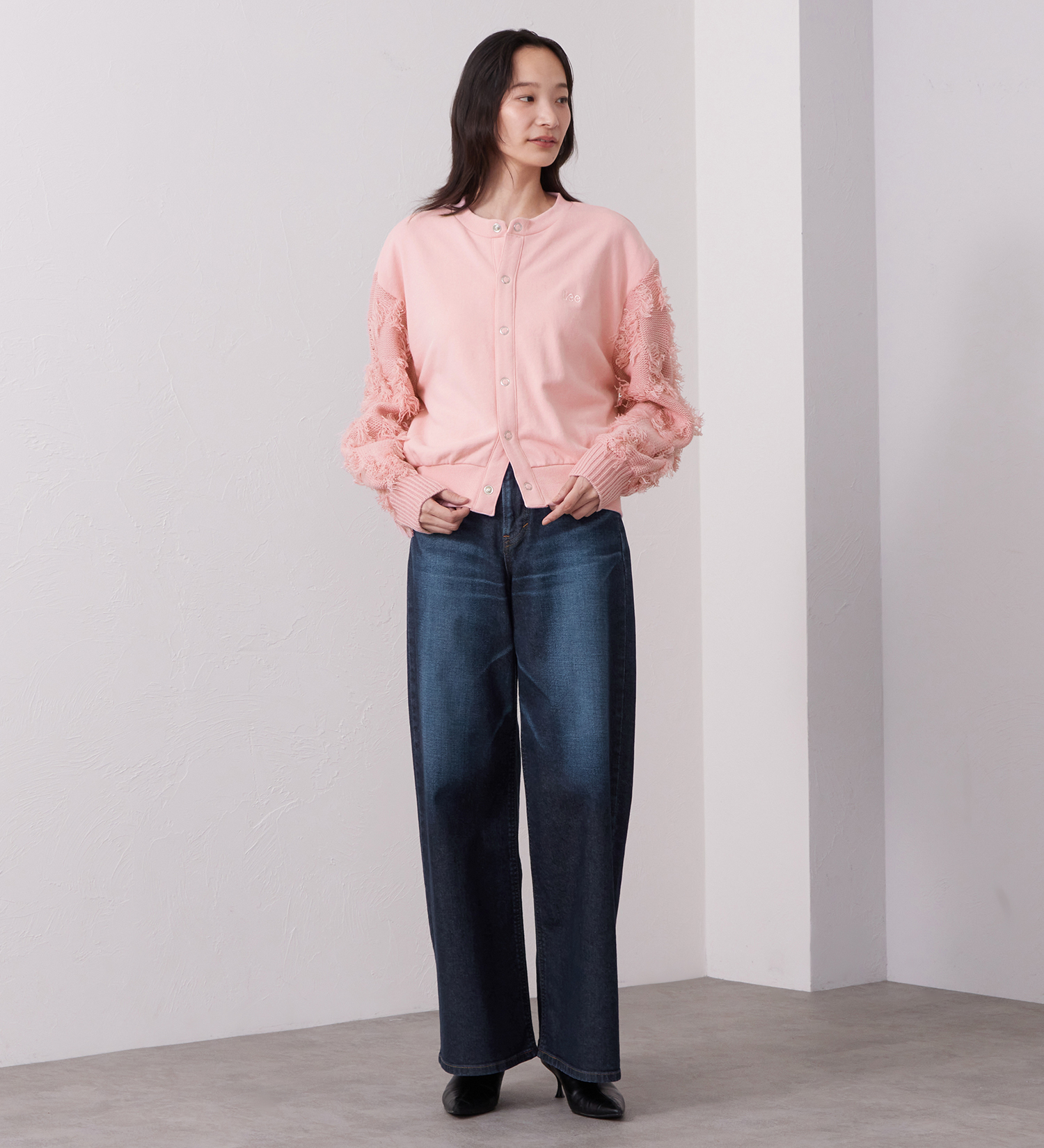 Lee(リー)のKNITPANEL SWEAT CARDIGAN/ニットパネルスウェットカーディガン|トップス/スウェット/レディース|ピンク