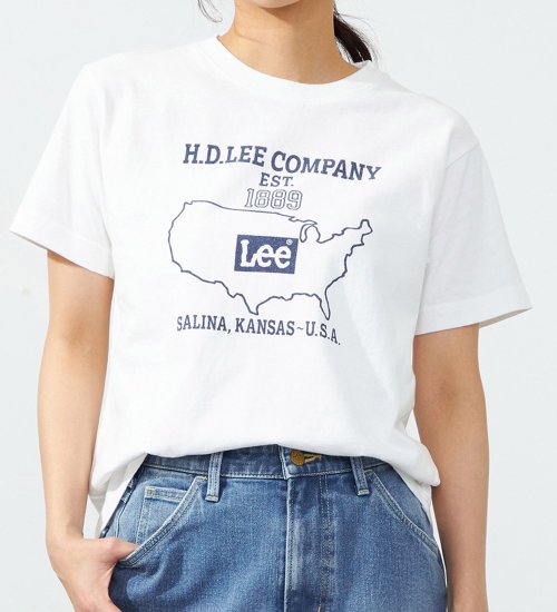 Lee(リー)の【SALE】Lee ロゴ プリント ハーフスリーブTee（M/Lサイズ）|トップス/Tシャツ/カットソー/レディース|ホワイト