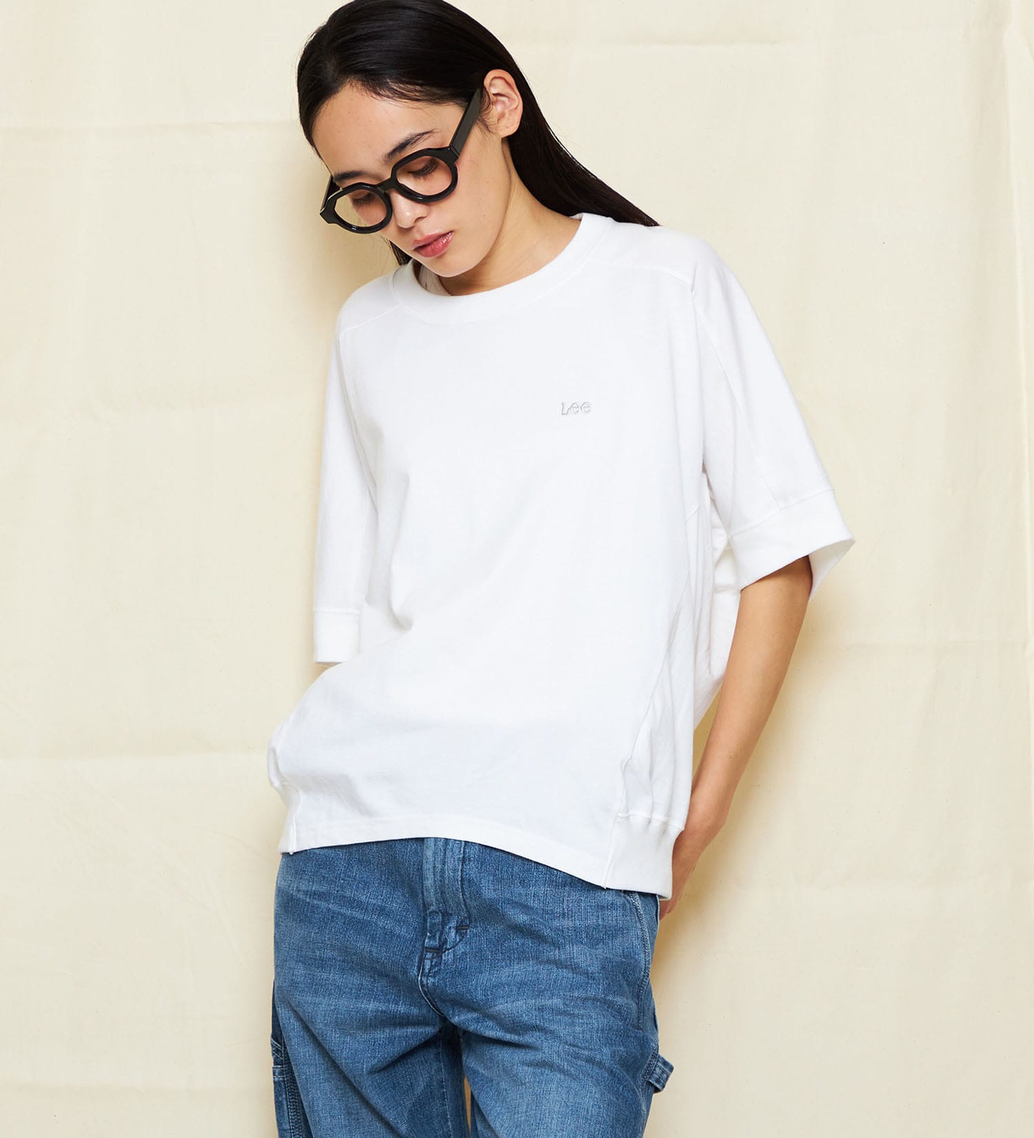 Lee(リー)のゆったりシルエットで体型カバー コクーンTシャツブラウス|トップス/シャツ/ブラウス/レディース|ホワイト