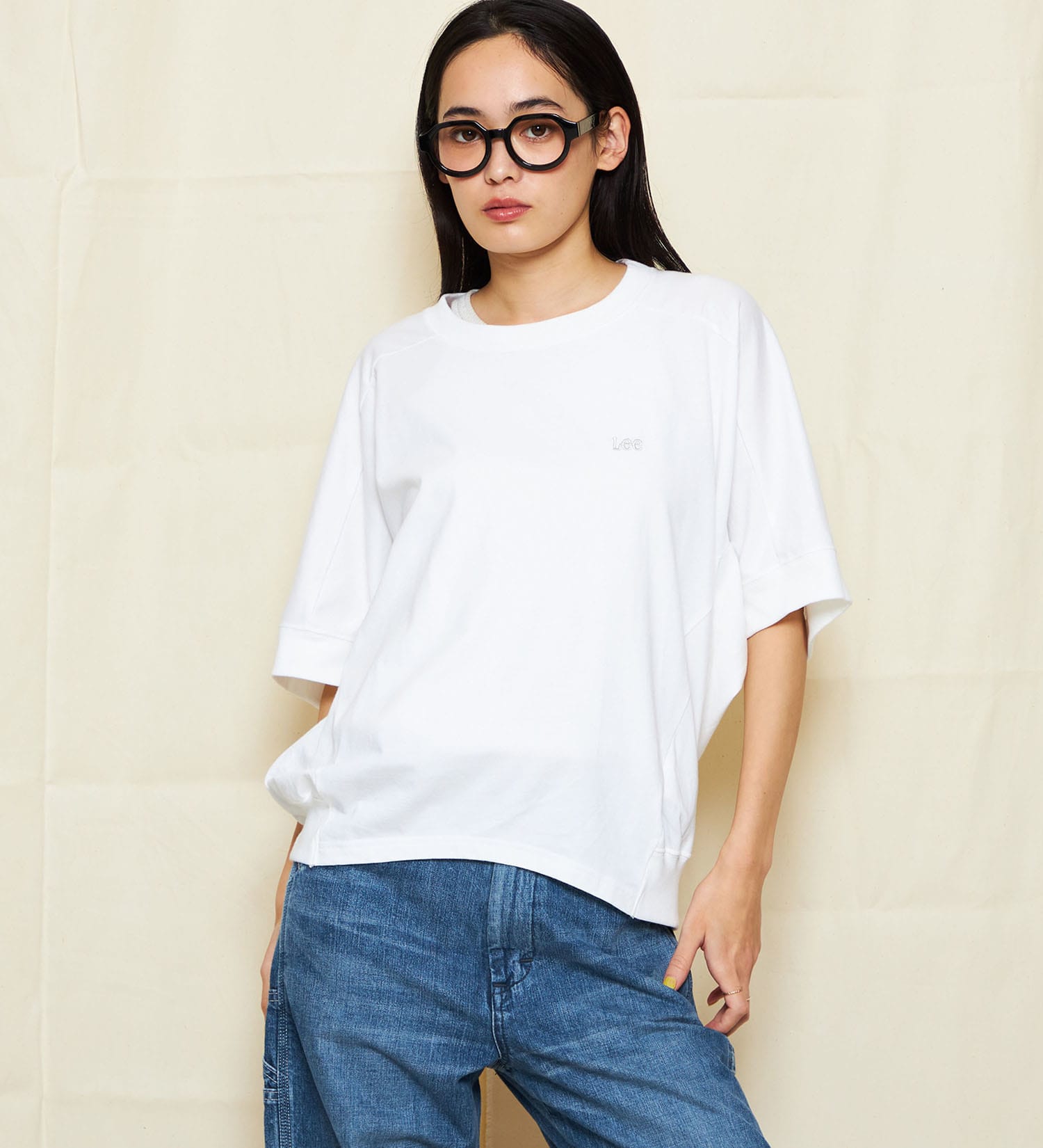 Lee(リー)のゆったりシルエットで体型カバー コクーンTシャツブラウス|トップス/シャツ/ブラウス/レディース|ホワイト