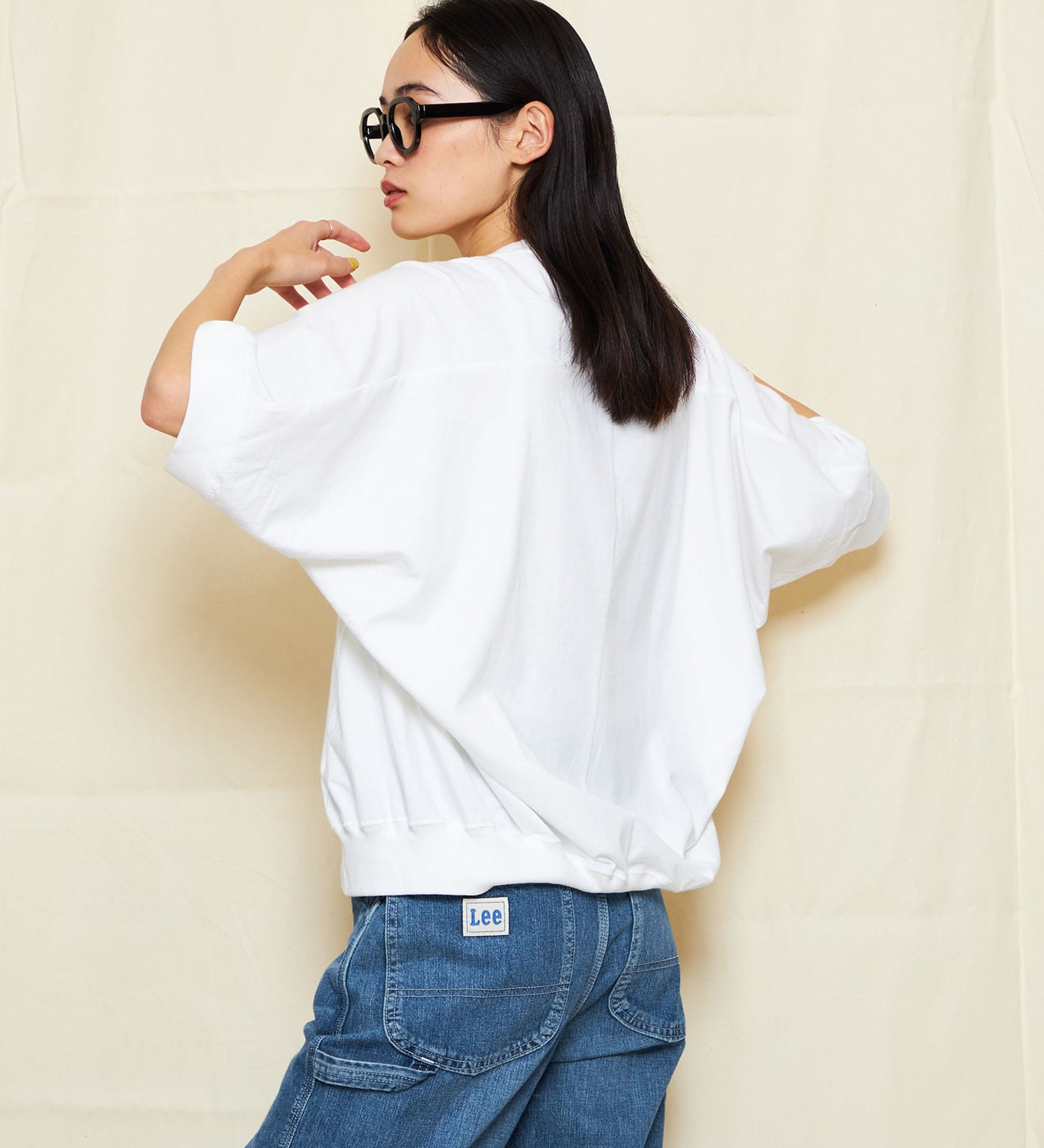 Lee(リー)のゆったりシルエットで体型カバー コクーンTシャツブラウス|トップス/シャツ/ブラウス/レディース|ホワイト