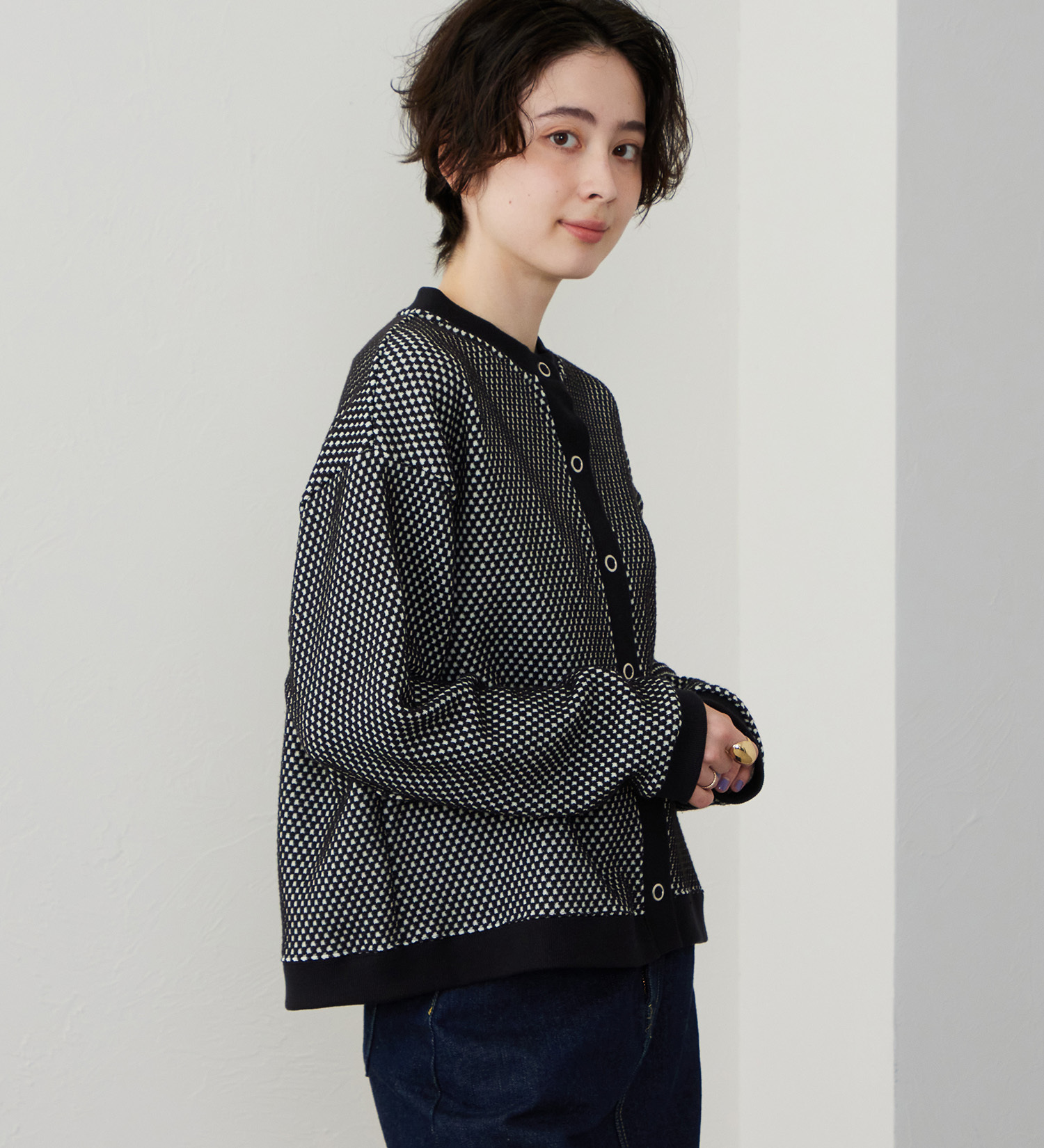 Lee(リー)のニットジャガードカーディガン|トップス/その他トップス/レディース|ブラック