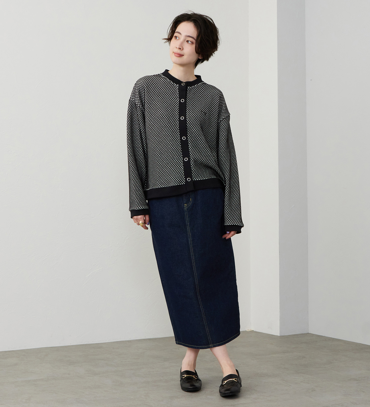 Lee(リー)のニットジャガードカーディガン|トップス/その他トップス/レディース|ブラック