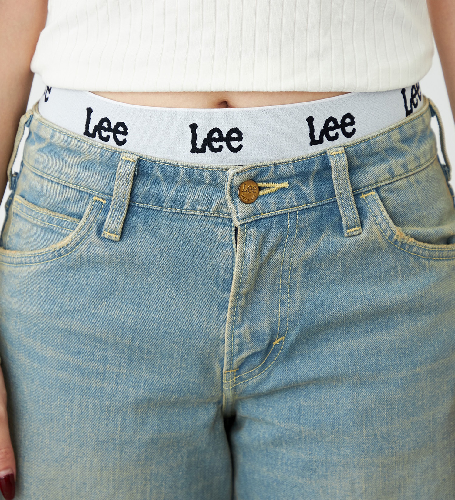 Lee(リー)のLeeロゴリブ ハーフレギンス|パンツ/パンツ/レディース|グレー