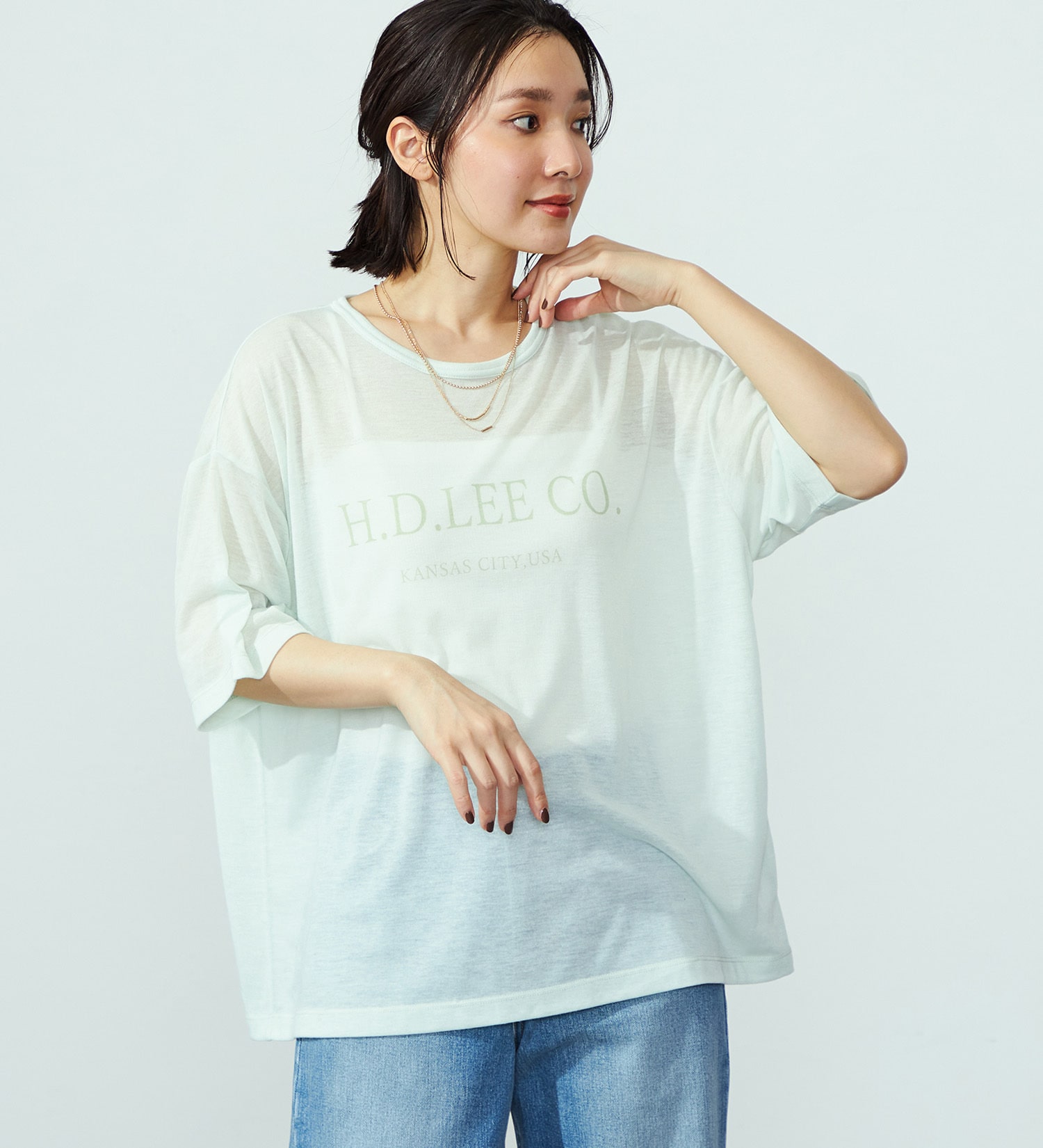 Lee(リー)の【SALE】シアープルオーバーTシャツ|トップス/Tシャツ/カットソー/レディース|ミント