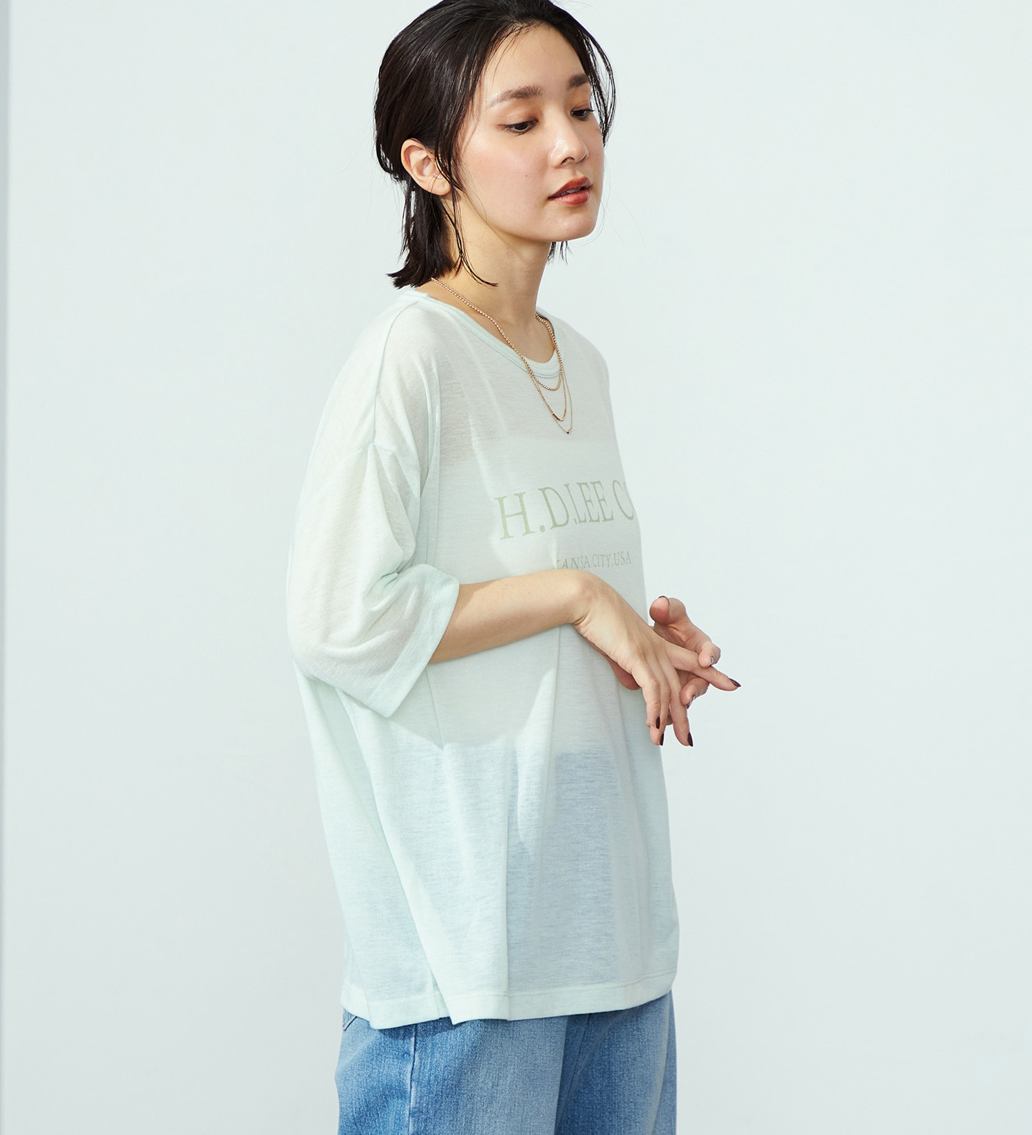 Lee(リー)の【SALE】シアープルオーバーTシャツ|トップス/Tシャツ/カットソー/レディース|ミント