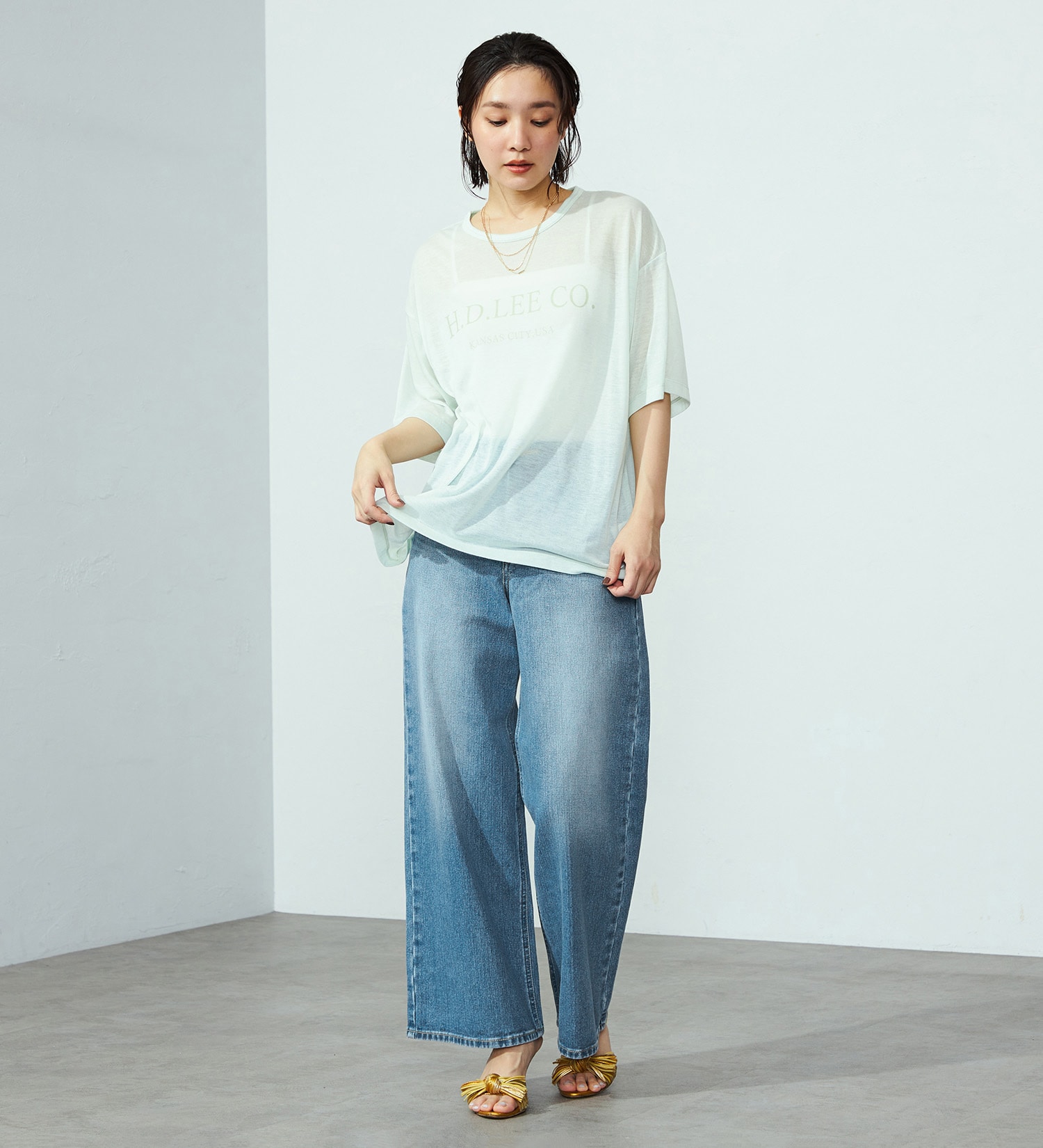 Lee(リー)の【SALE】シアープルオーバーTシャツ|トップス/Tシャツ/カットソー/レディース|ミント
