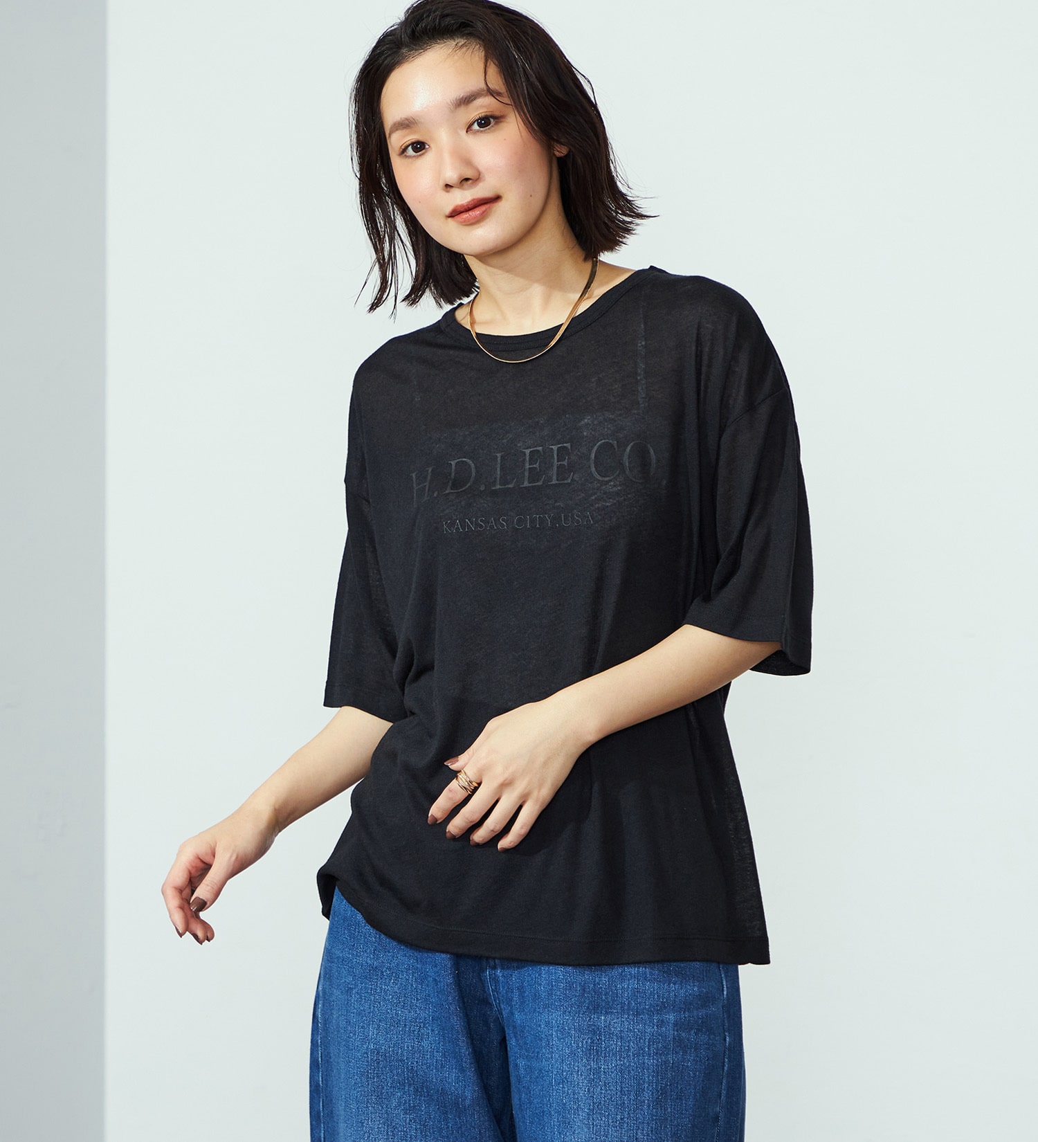 Lee(リー)の【SALE】シアープルオーバーTシャツ|トップス/Tシャツ/カットソー/レディース|ブラック