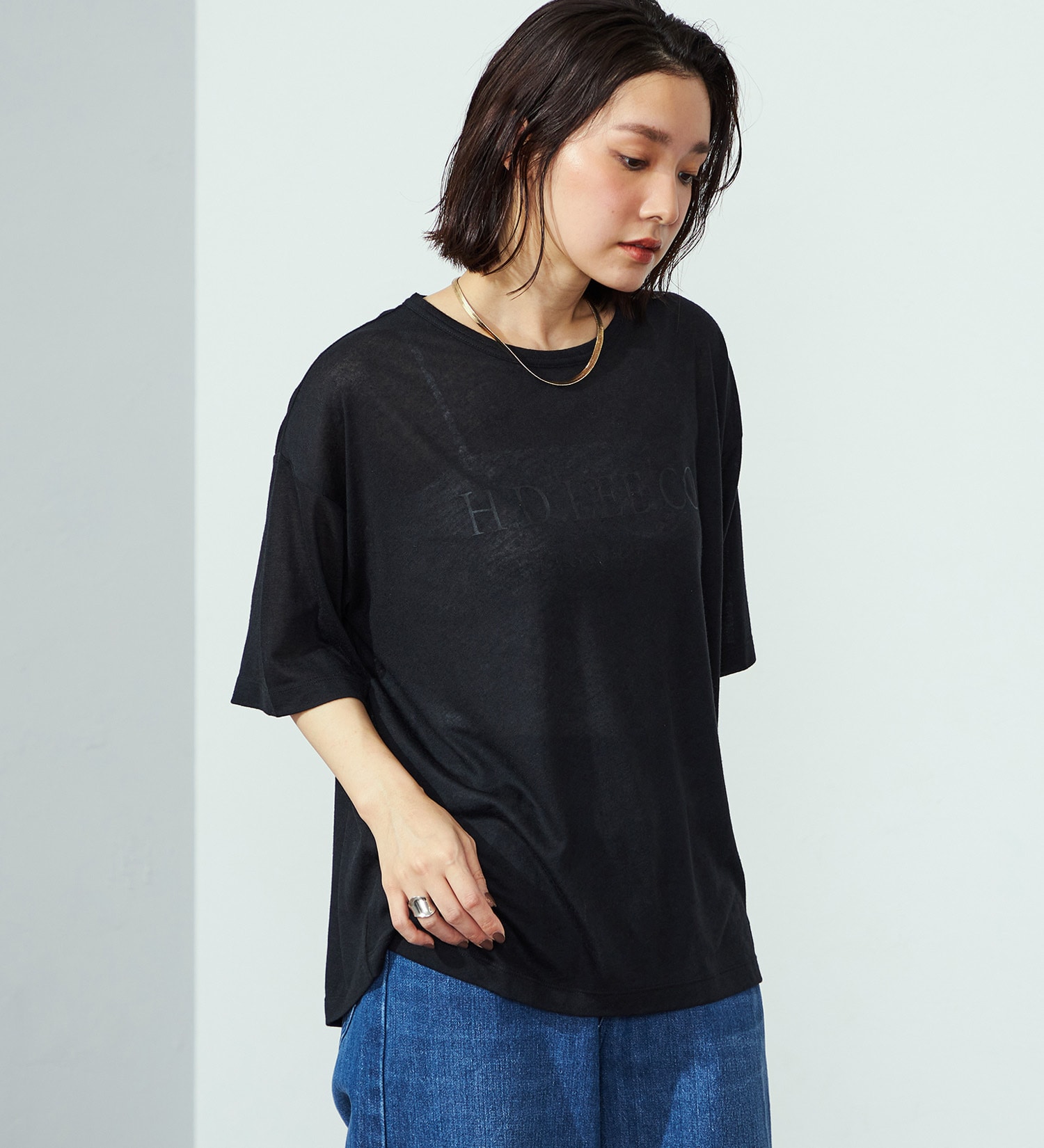 Lee(リー)の【SALE】シアープルオーバーTシャツ|トップス/Tシャツ/カットソー/レディース|ブラック