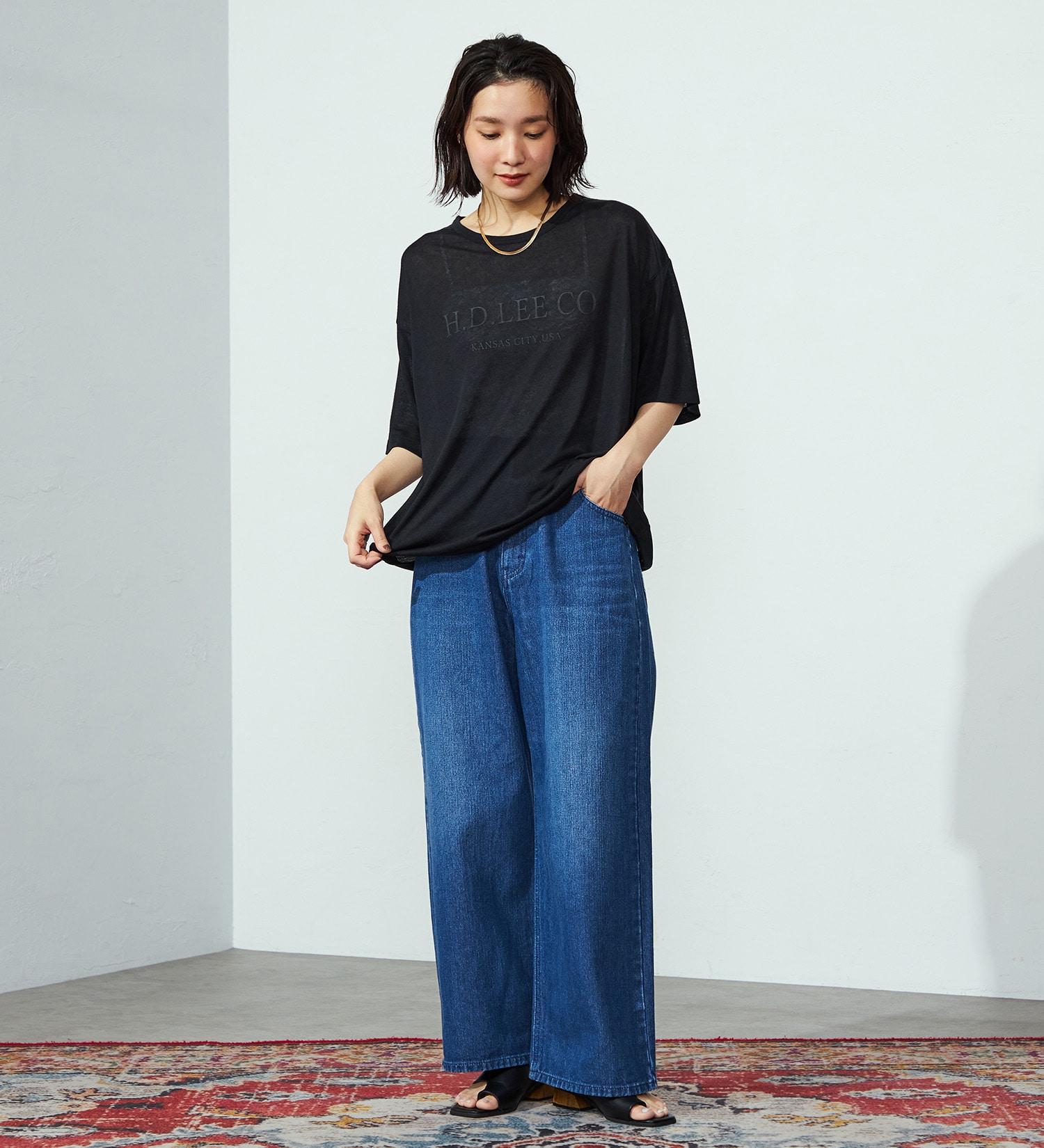 Lee(リー)の【SALE】シアープルオーバーTシャツ|トップス/Tシャツ/カットソー/レディース|ブラック