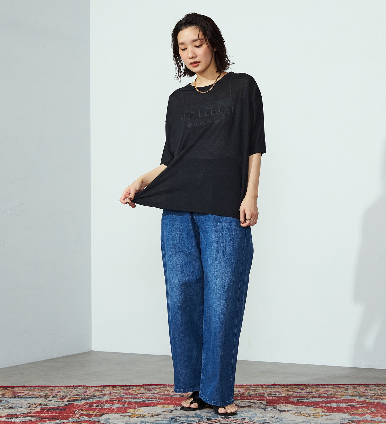 Lee(リー)の【SALE】シアープルオーバーTシャツ|トップス/Tシャツ/カットソー/レディース|ブラック