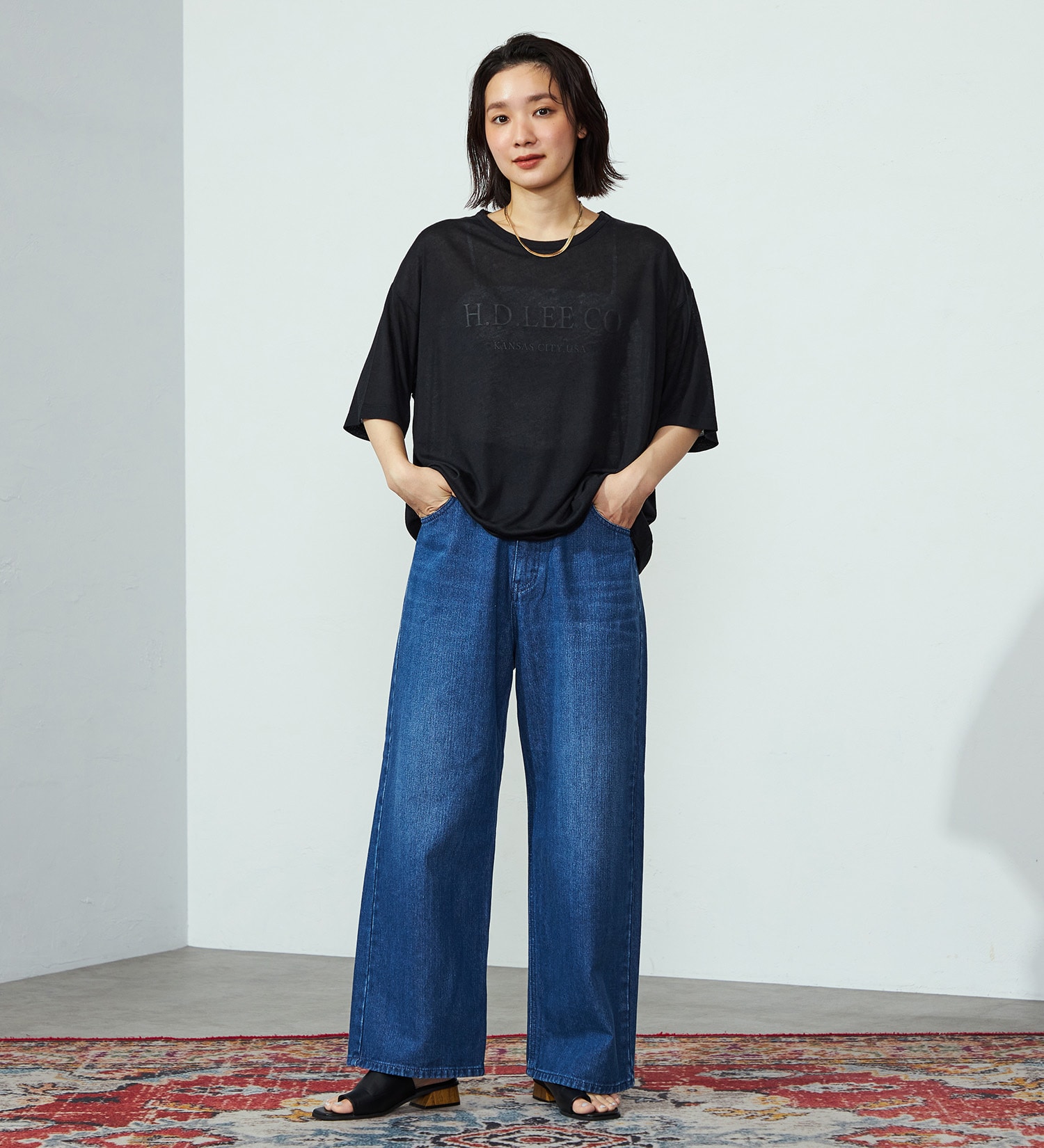 Lee(リー)の【SALE】シアープルオーバーTシャツ|トップス/Tシャツ/カットソー/レディース|ブラック