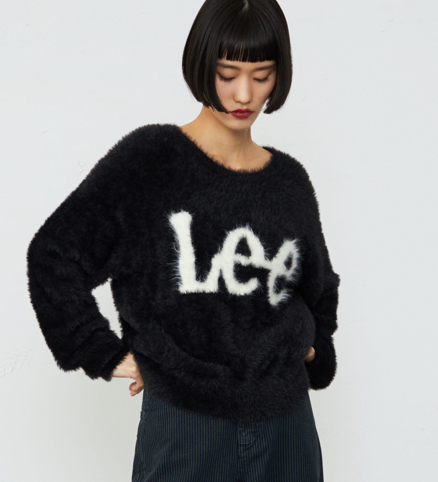 Lee(リー)のLeeロゴ シャギーニット|トップス/ニット/セーター/レディース|ブラック