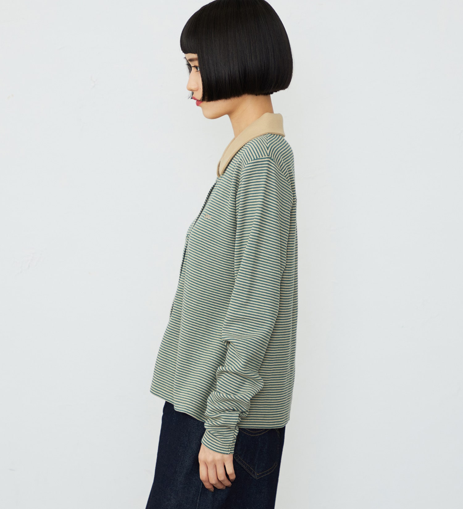 Lee(リー)のボーダーワッフルシャツ|トップス/シャツ/ブラウス/レディース|グリーン