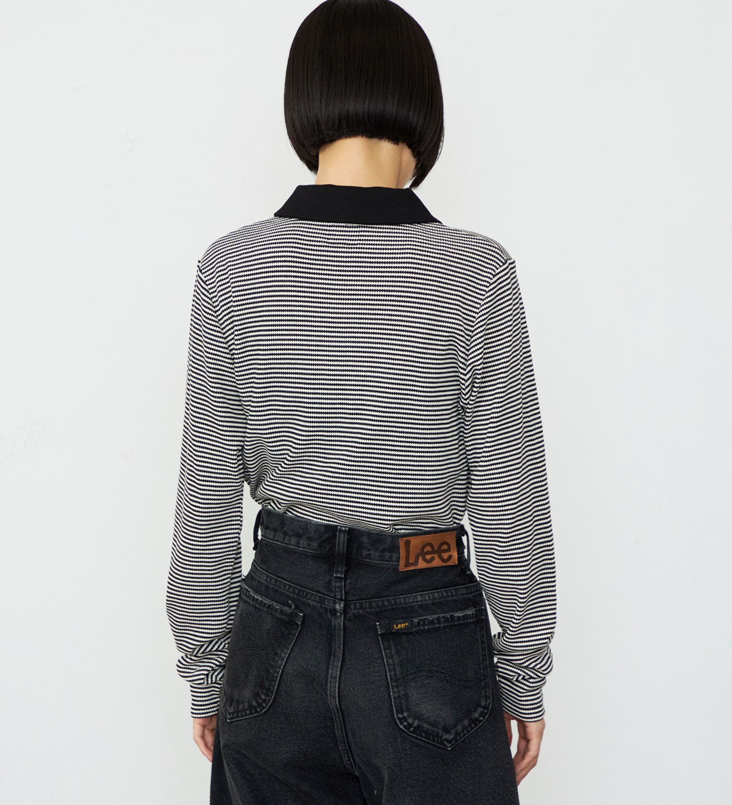 Lee(リー)のボーダーワッフルシャツ|トップス/シャツ/ブラウス/レディース|ブラック