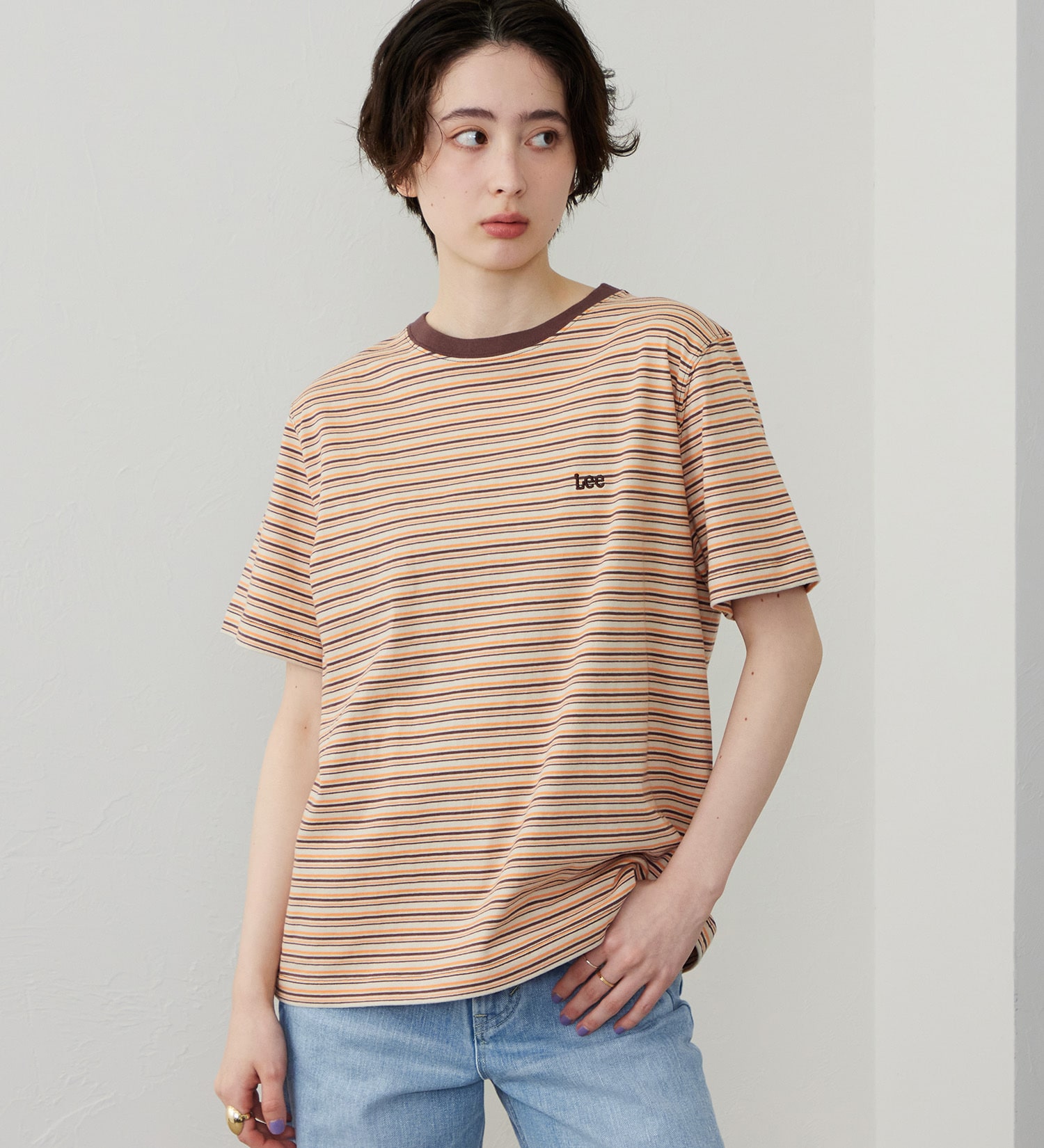Lee(リー)のマルチボーダーTシャツ|トップス/Tシャツ/カットソー/レディース|ブラウン