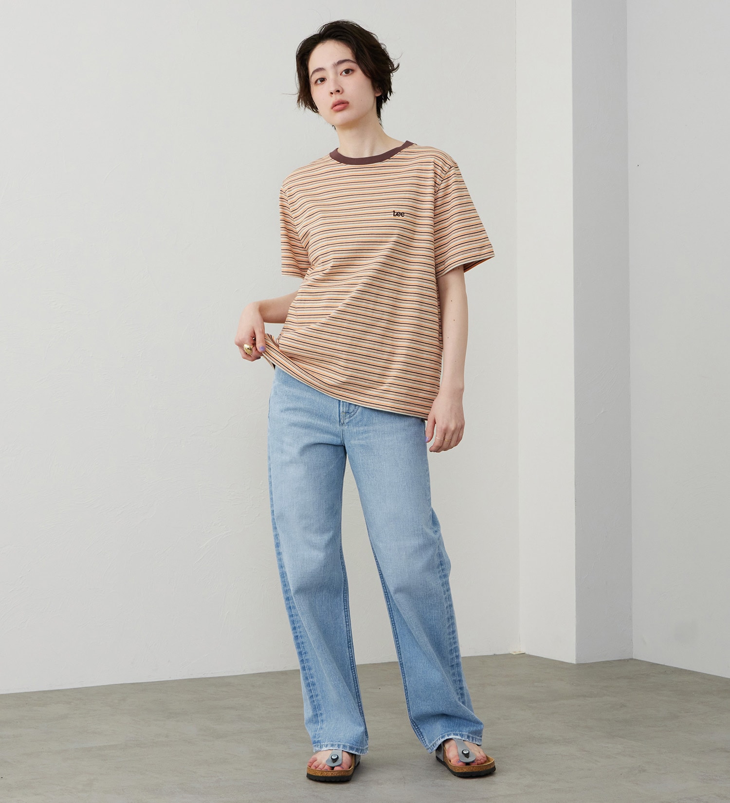 Lee(リー)のマルチボーダーTシャツ|トップス/Tシャツ/カットソー/レディース|ブラウン