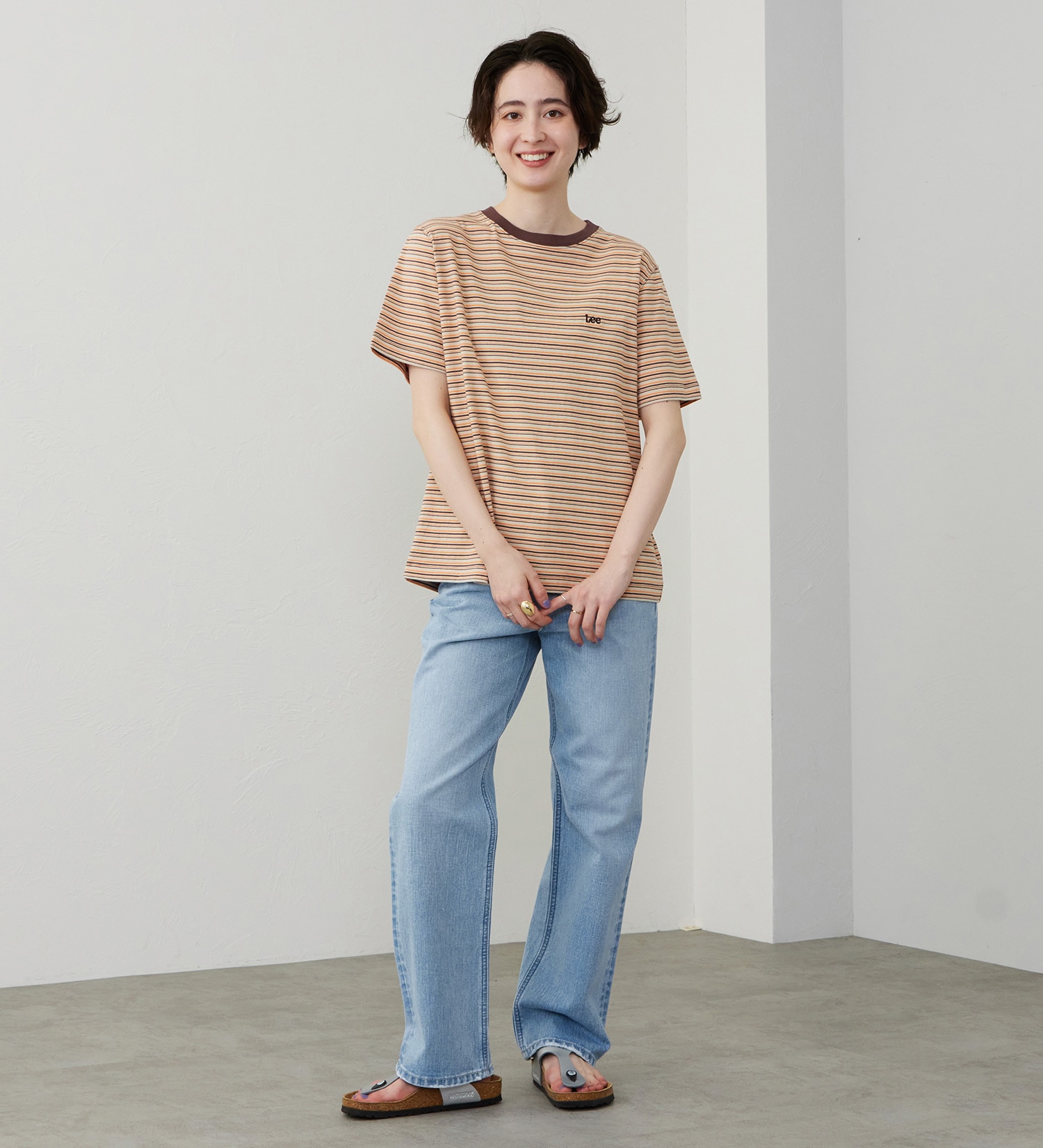 Lee(リー)のマルチボーダーTシャツ|トップス/Tシャツ/カットソー/レディース|ブラウン