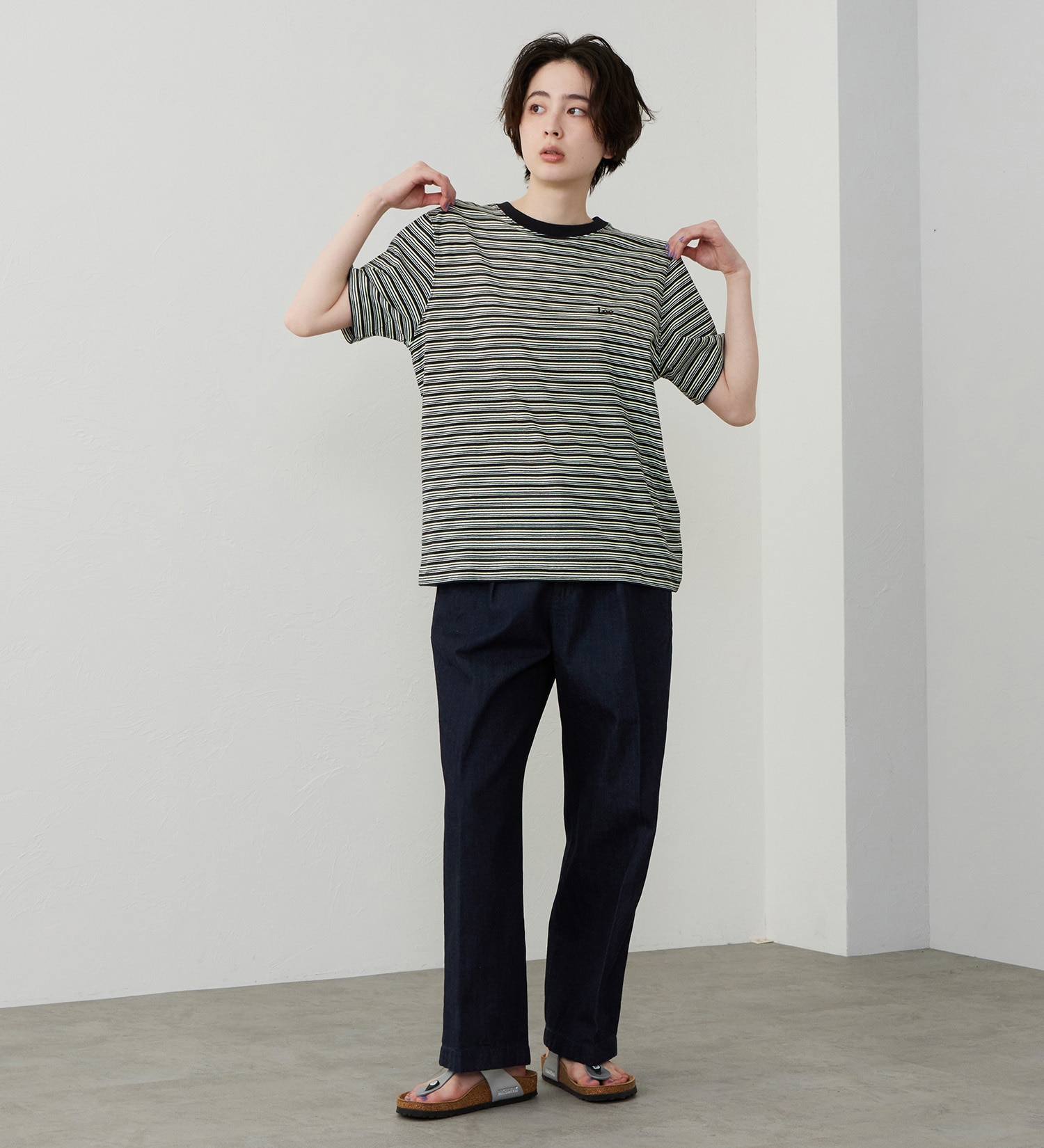 Lee(リー)のマルチボーダーTシャツ|トップス/Tシャツ/カットソー/レディース|チャコール