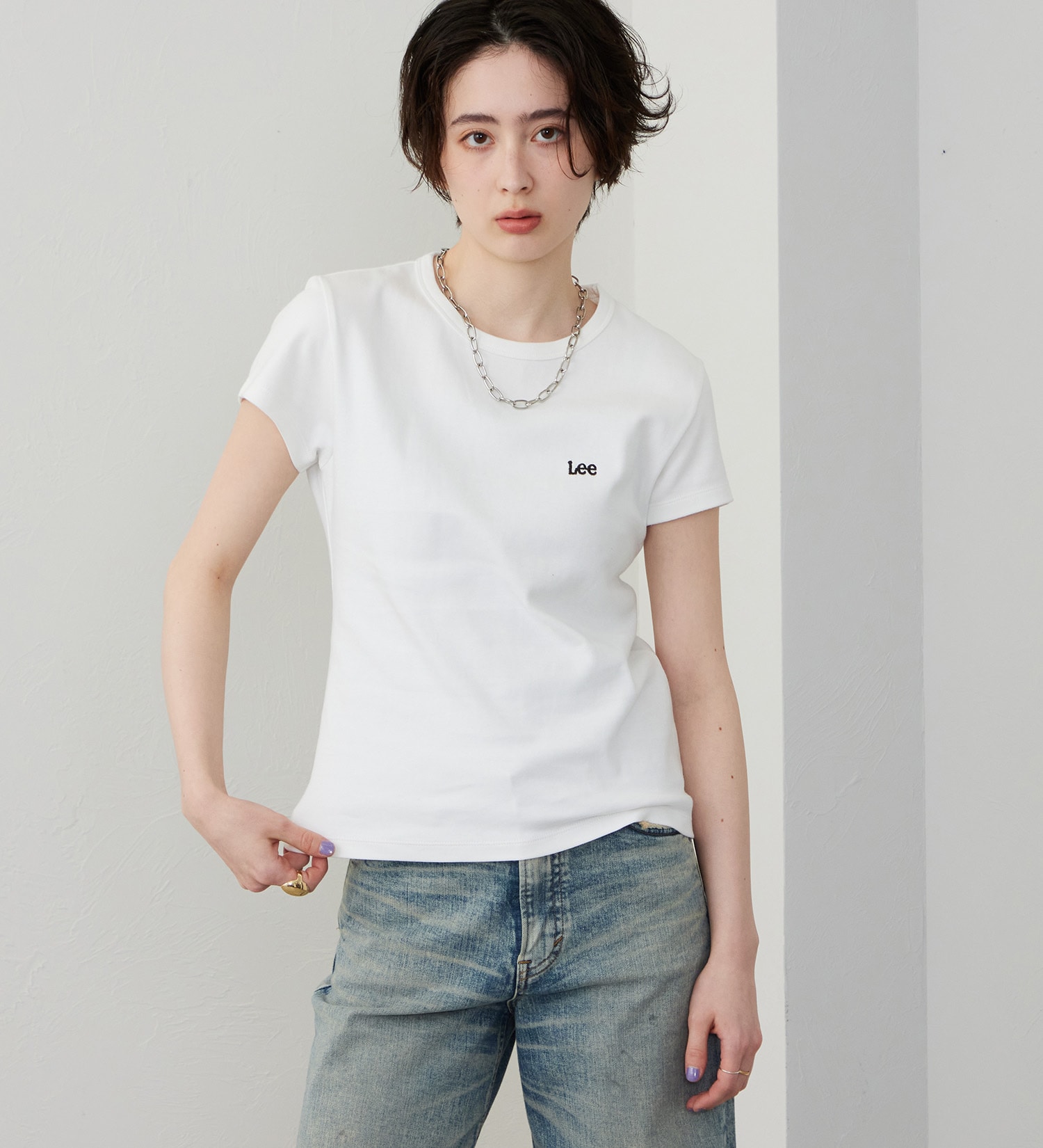 Lee(リー)のコンパクトフィットTシャツ|トップス/Tシャツ/カットソー/レディース|ホワイト