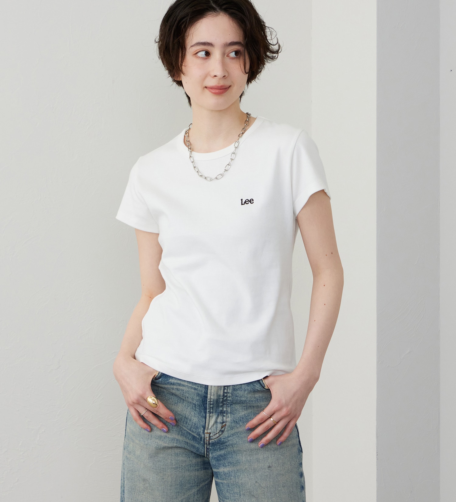 Lee(リー)のコンパクトフィットTシャツ|トップス/Tシャツ/カットソー/レディース|ホワイト