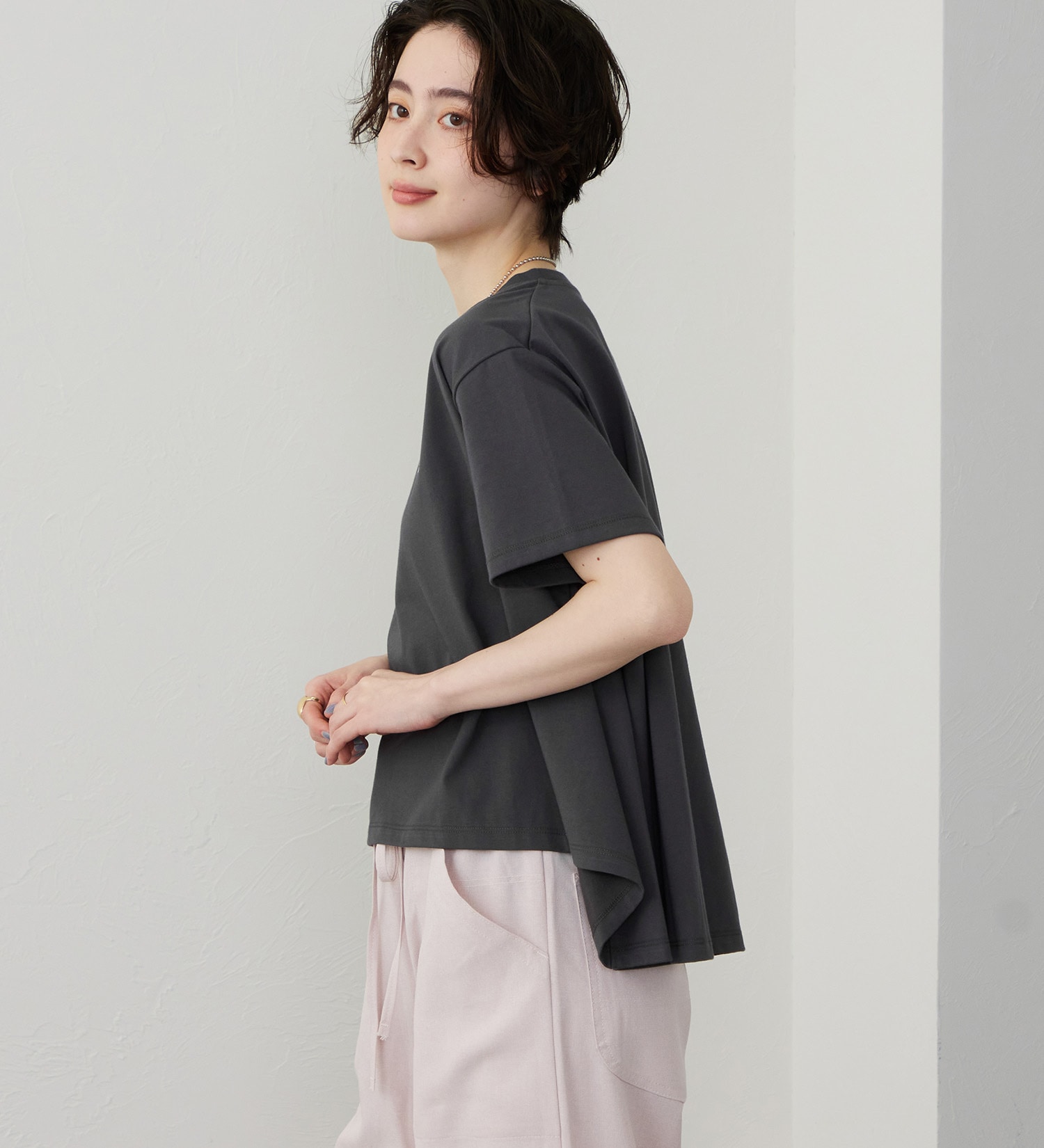 Lee(リー)のフレアーTシャツ【体型カバー】|トップス/Tシャツ/カットソー/レディース|チャコール