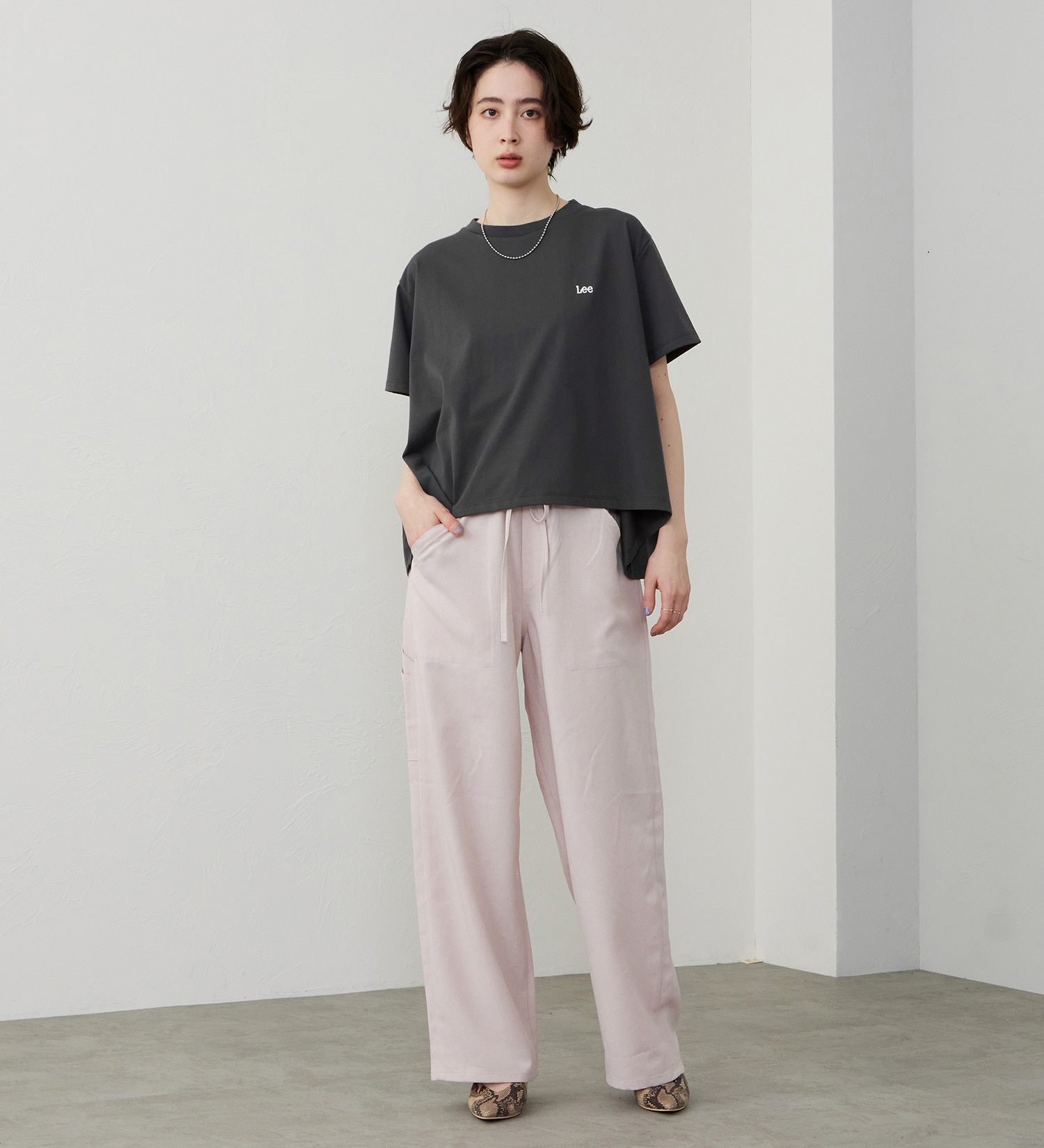 Lee(リー)のフレアーTシャツ【体型カバー】|トップス/Tシャツ/カットソー/レディース|チャコール