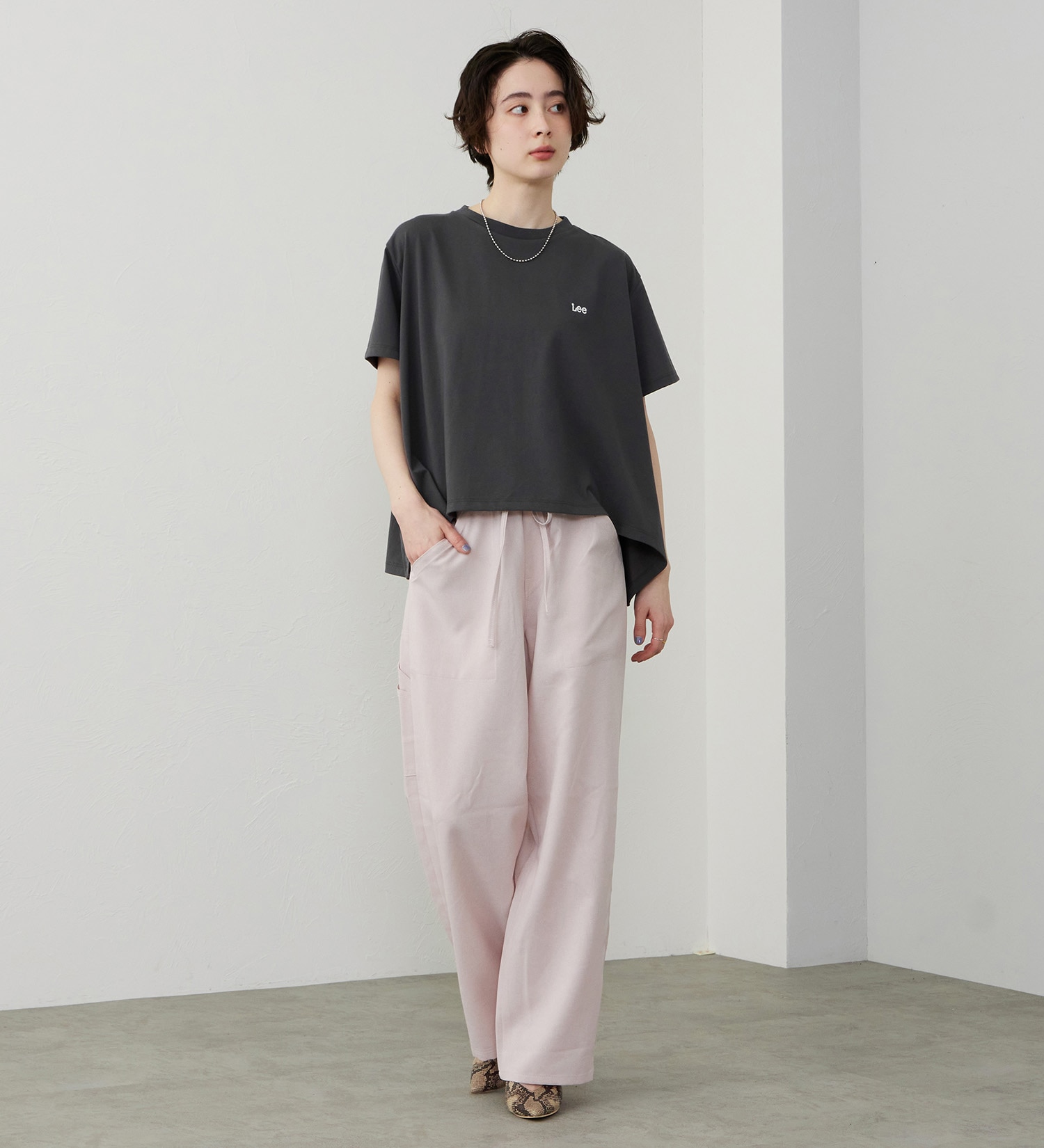 Lee(リー)のフレアーTシャツ【体型カバー】|トップス/Tシャツ/カットソー/レディース|チャコール