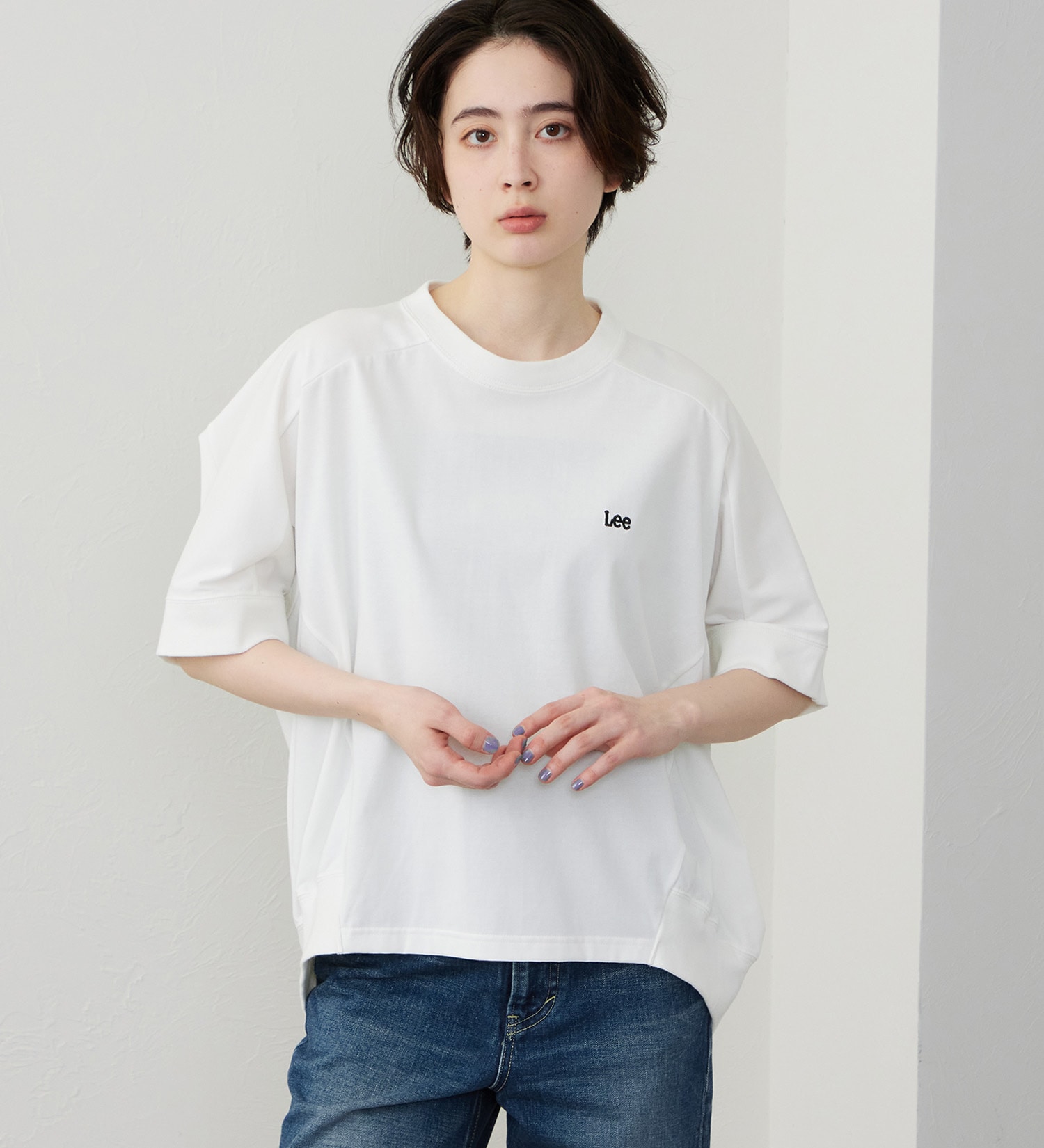 Lee(リー)のコクーンTシャツ【体型カバー】|トップス/Tシャツ/カットソー/レディース|ホワイト
