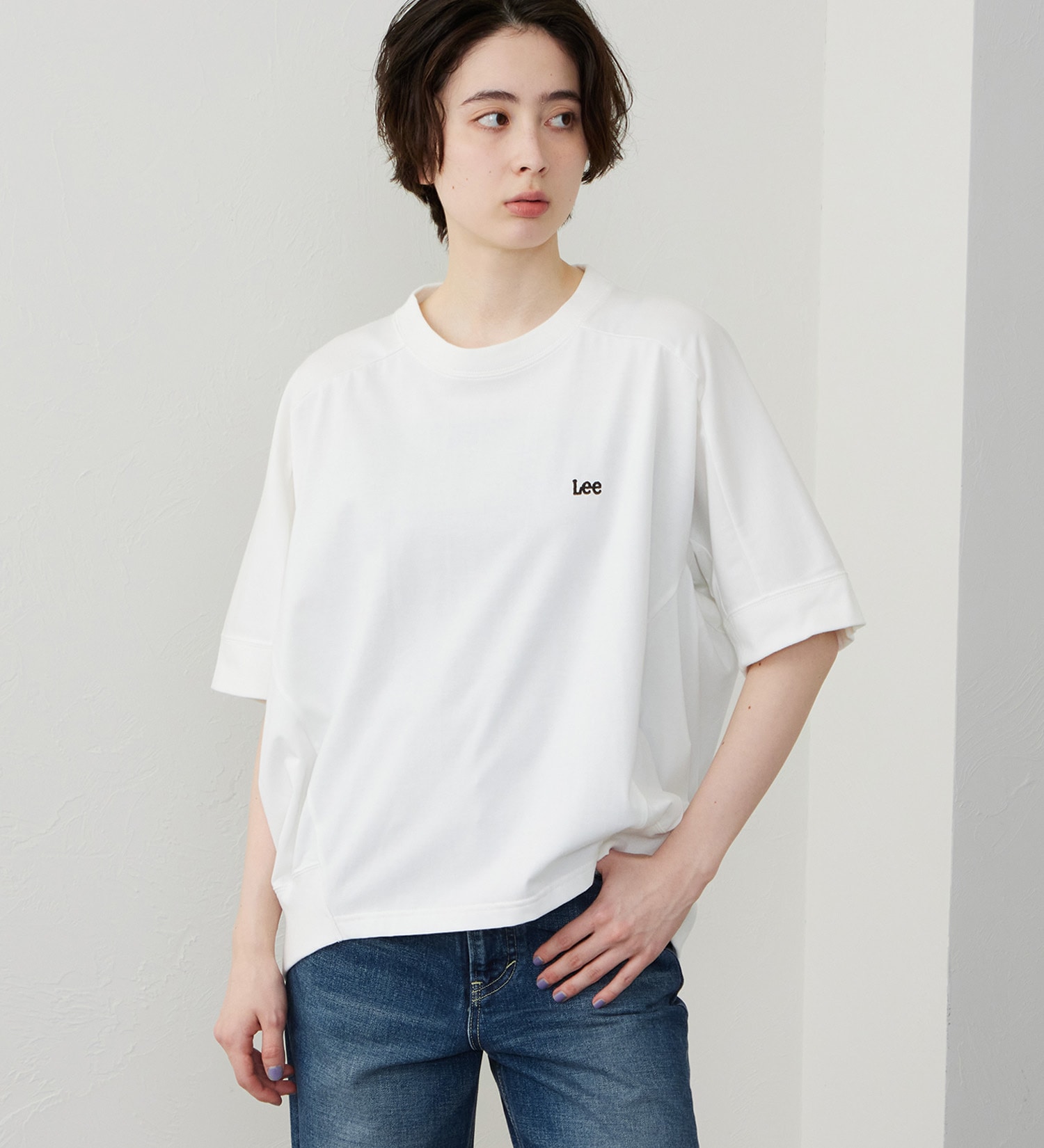 Lee(リー)のコクーンTシャツ【体型カバー】|トップス/Tシャツ/カットソー/レディース|ホワイト