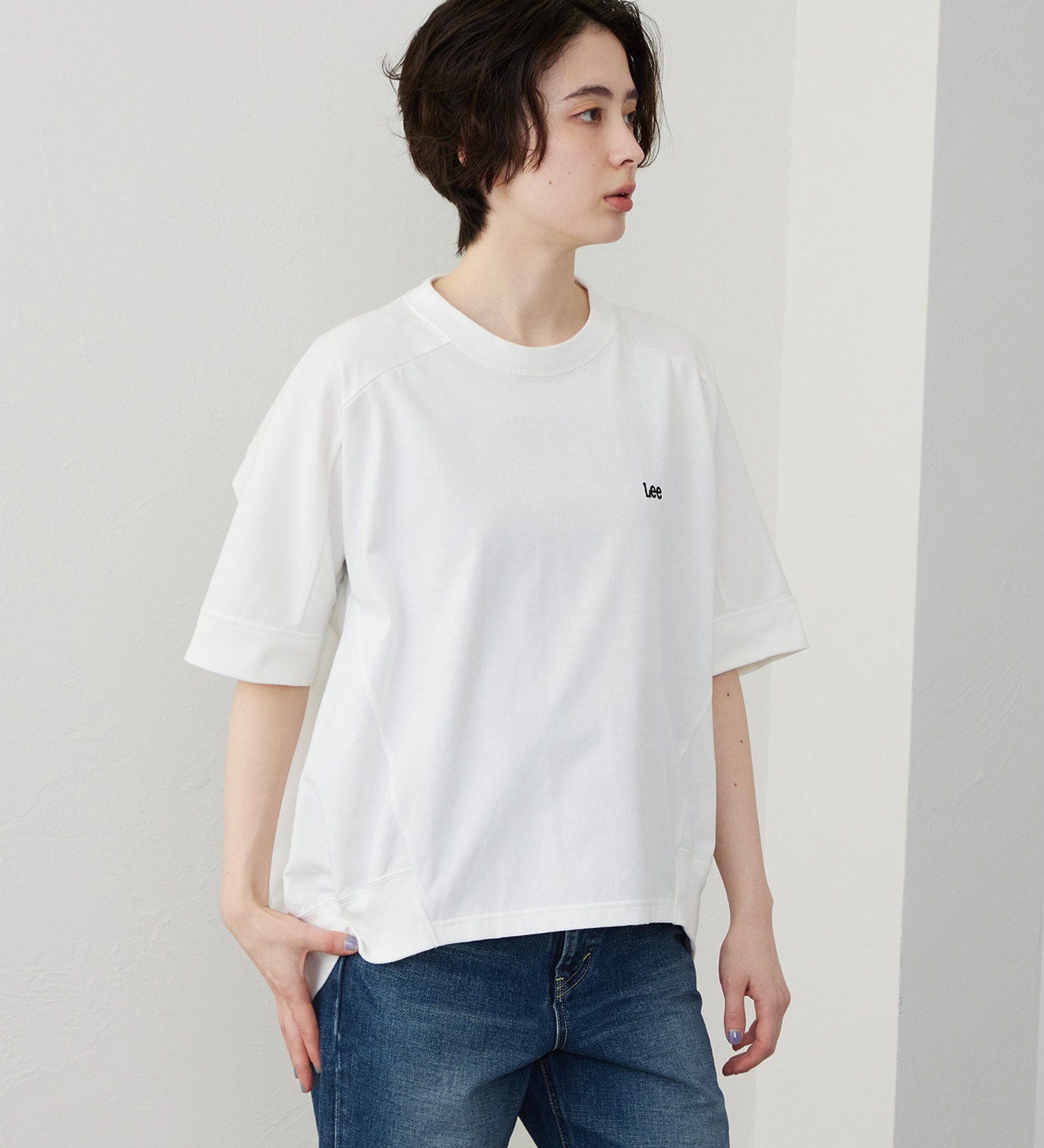 Lee(リー)のコクーンTシャツ【体型カバー】|トップス/Tシャツ/カットソー/レディース|ホワイト