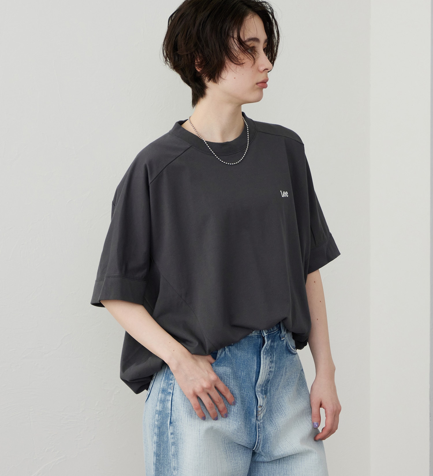 Lee(リー)のコクーンTシャツ【体型カバー】|トップス/Tシャツ/カットソー/レディース|チャコール