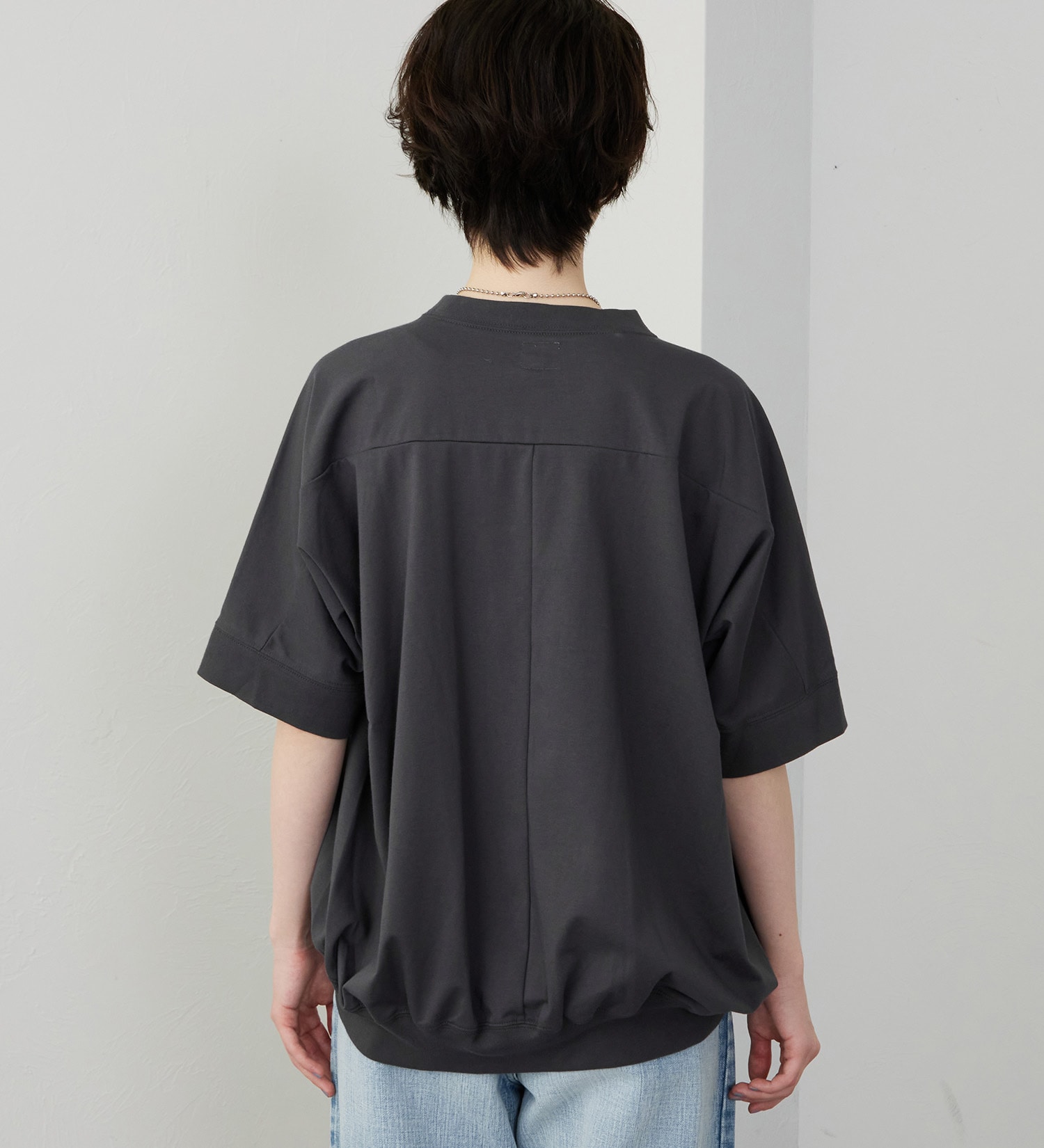 Lee(リー)のコクーンTシャツ【体型カバー】|トップス/Tシャツ/カットソー/レディース|チャコール