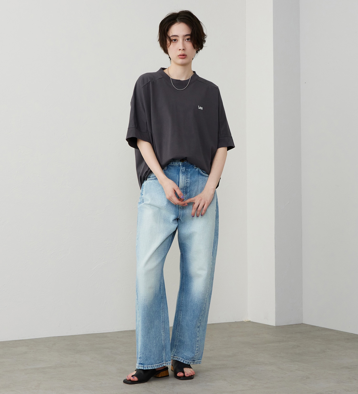 Lee(リー)のコクーンTシャツ【体型カバー】|トップス/Tシャツ/カットソー/レディース|チャコール