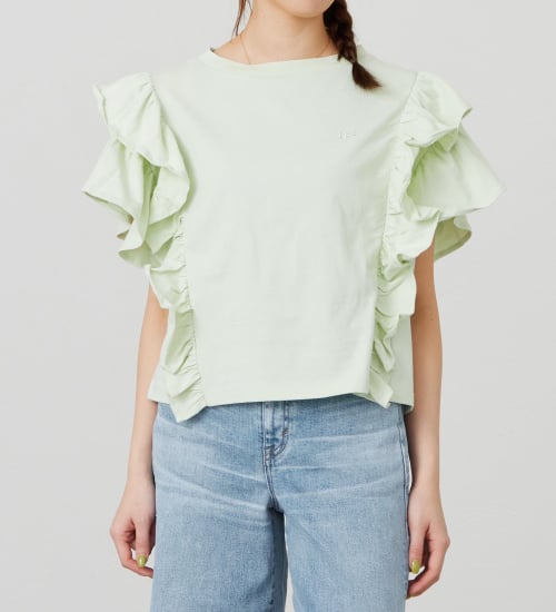 ラッフルスリーブTシャツ【体型カバー】