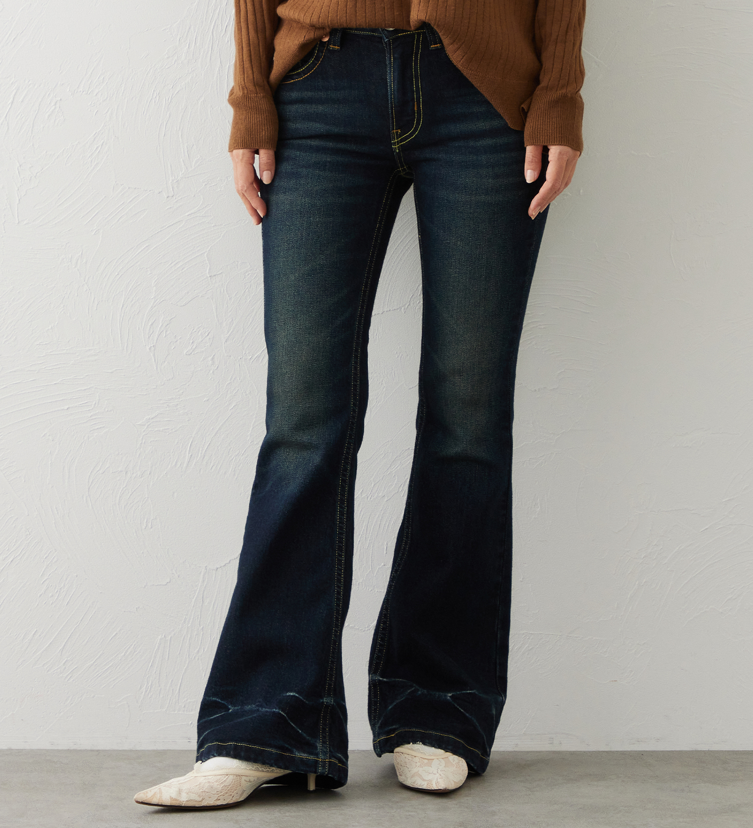 EDWIN(エドウイン)のEDWIN LADIES TIME CODE 00s クラフトステッチ フレアデニムパンツ|パンツ/デニム / ジーンズパンツ/レディース|濃色ブルー