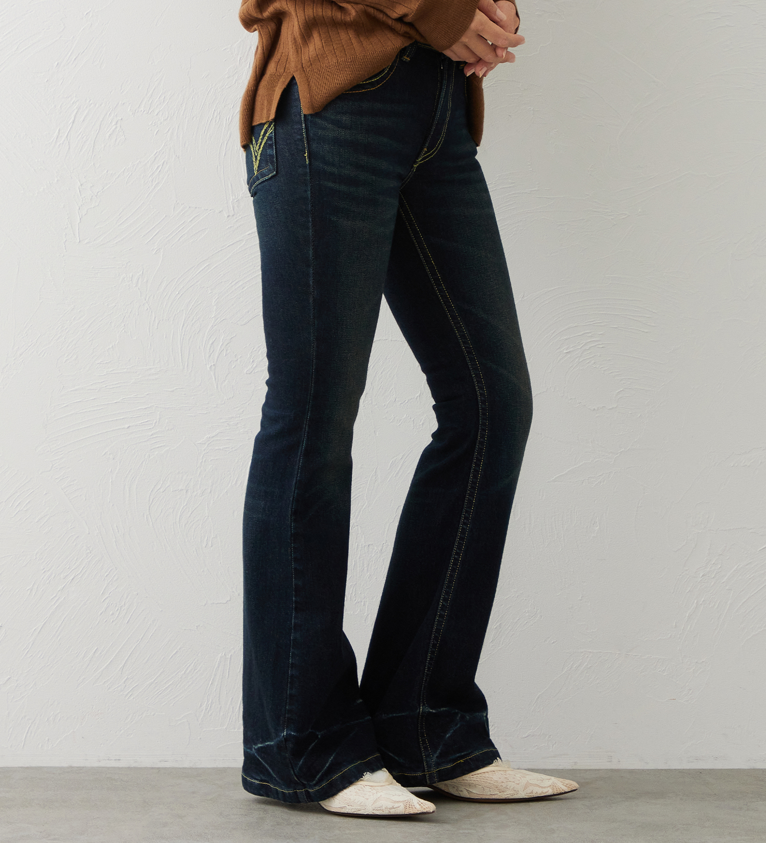 EDWIN(エドウイン)のEDWIN LADIES TIME CODE 00s クラフトステッチ フレアデニムパンツ|パンツ/デニム / ジーンズパンツ/レディース|濃色ブルー