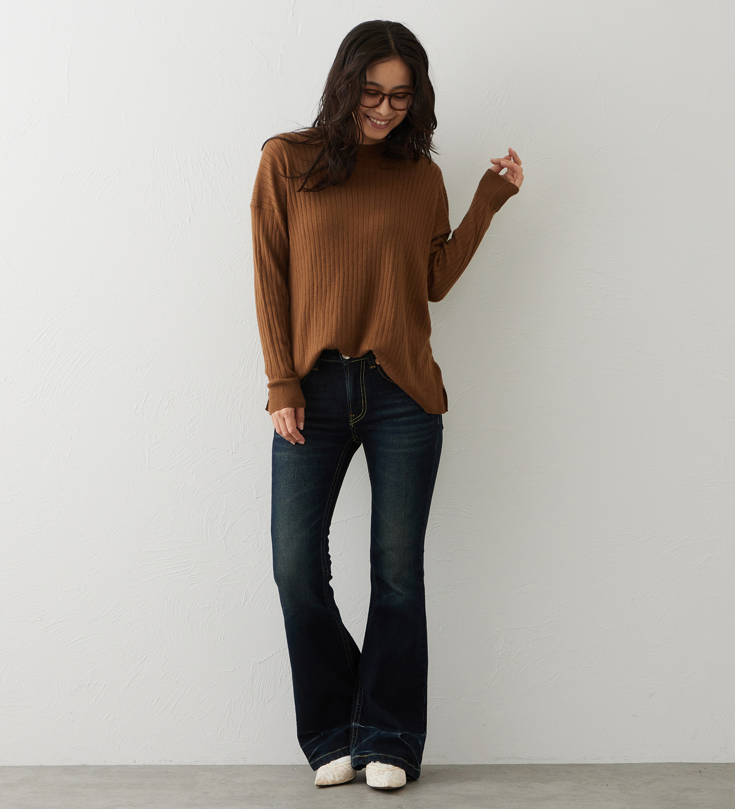 EDWIN(エドウイン)のEDWIN LADIES TIME CODE 00s クラフトステッチ フレアデニムパンツ|パンツ/デニム / ジーンズパンツ/レディース|濃色ブルー