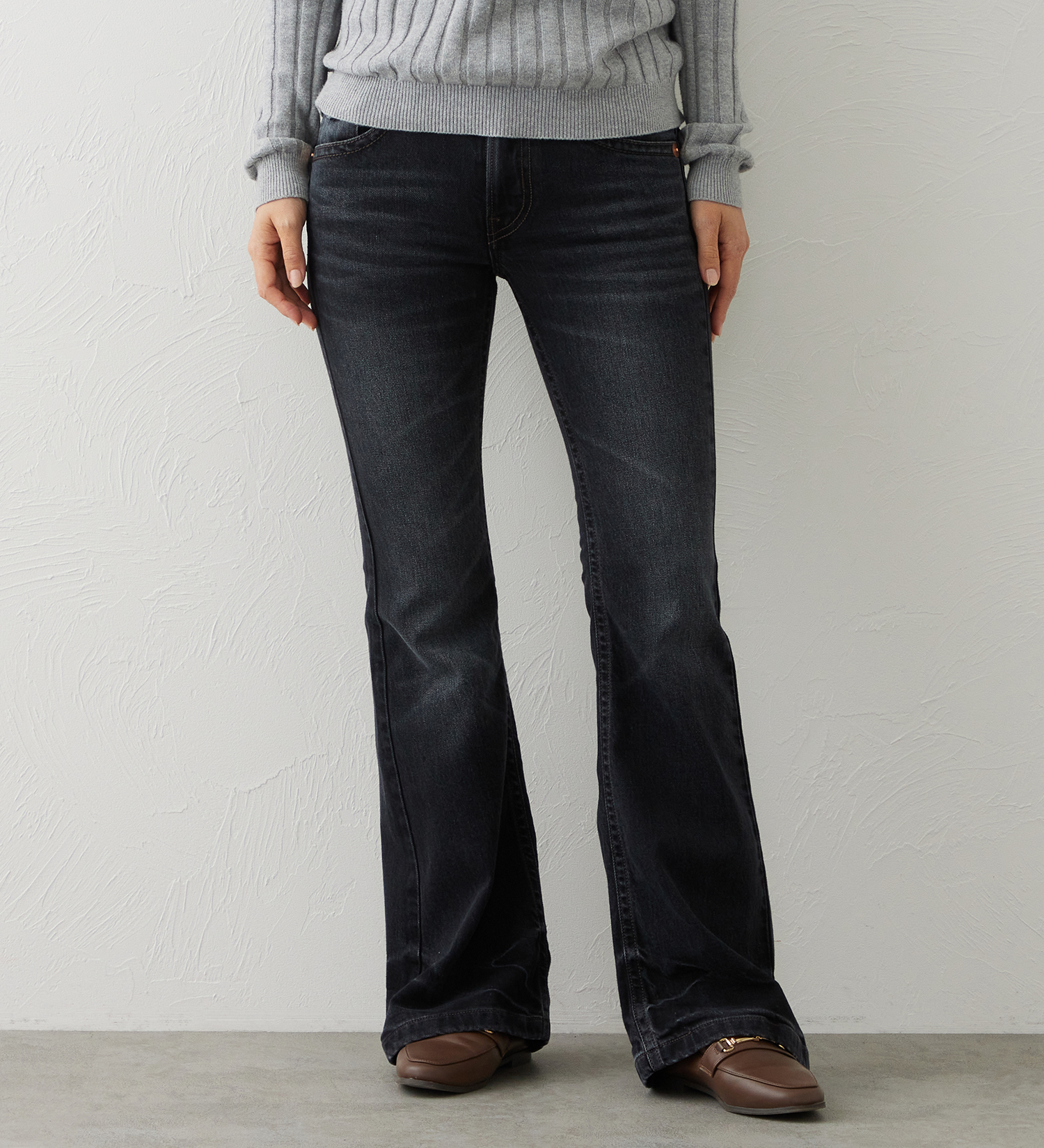 EDWIN(エドウイン)のEDWIN LADIES TIME CODE 00s クラフトステッチ フレアデニムパンツ|パンツ/デニム / ジーンズパンツ/レディース|ブラックデニム