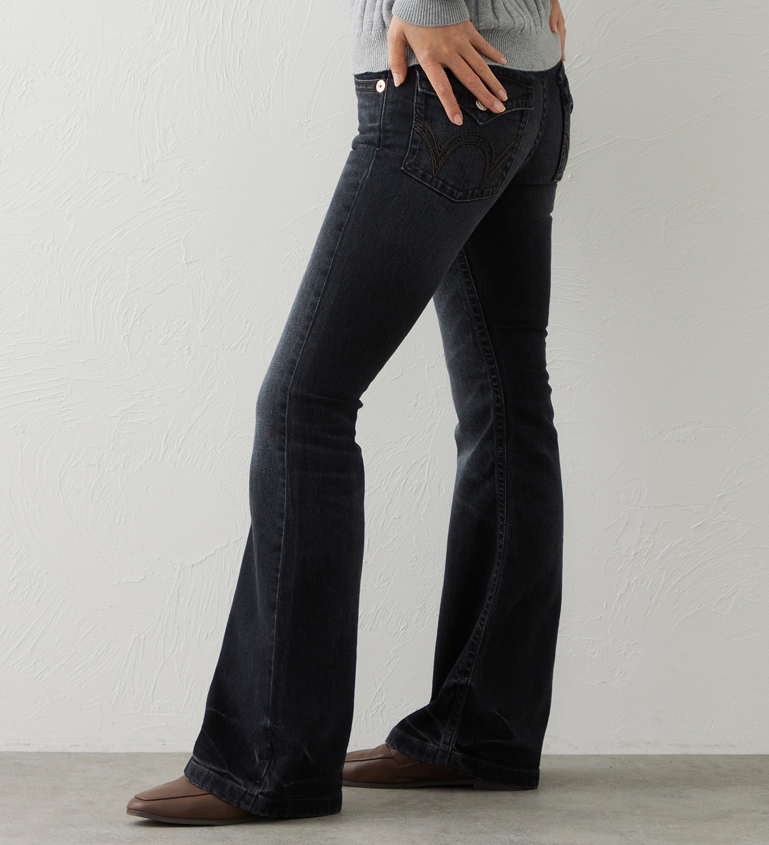 EDWIN(エドウイン)のEDWIN LADIES TIME CODE 00s クラフトステッチ フレアデニムパンツ|パンツ/デニム / ジーンズパンツ/レディース|ブラックデニム